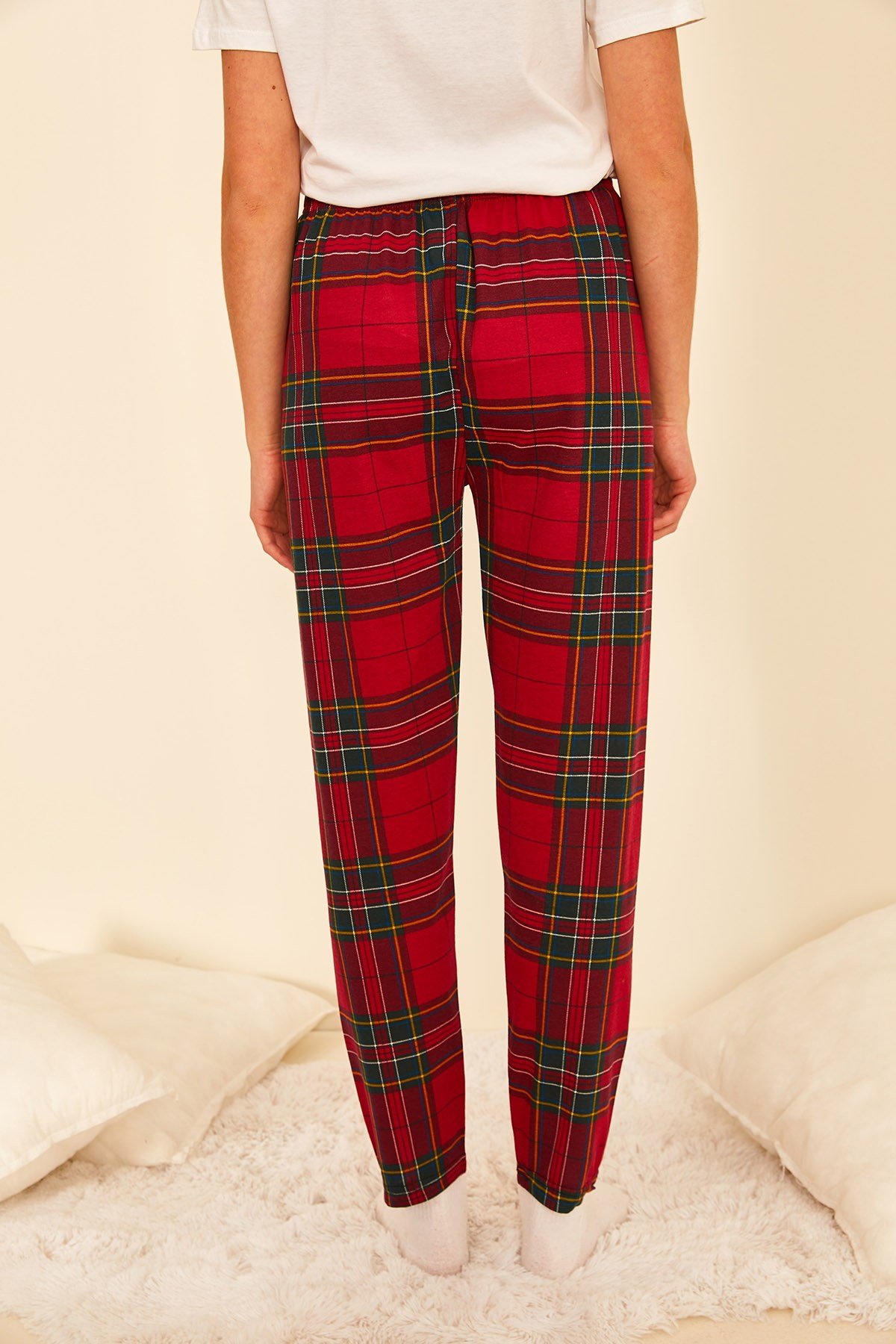 Renkli Pamuklu Baskılı Kadın Pijama Altı