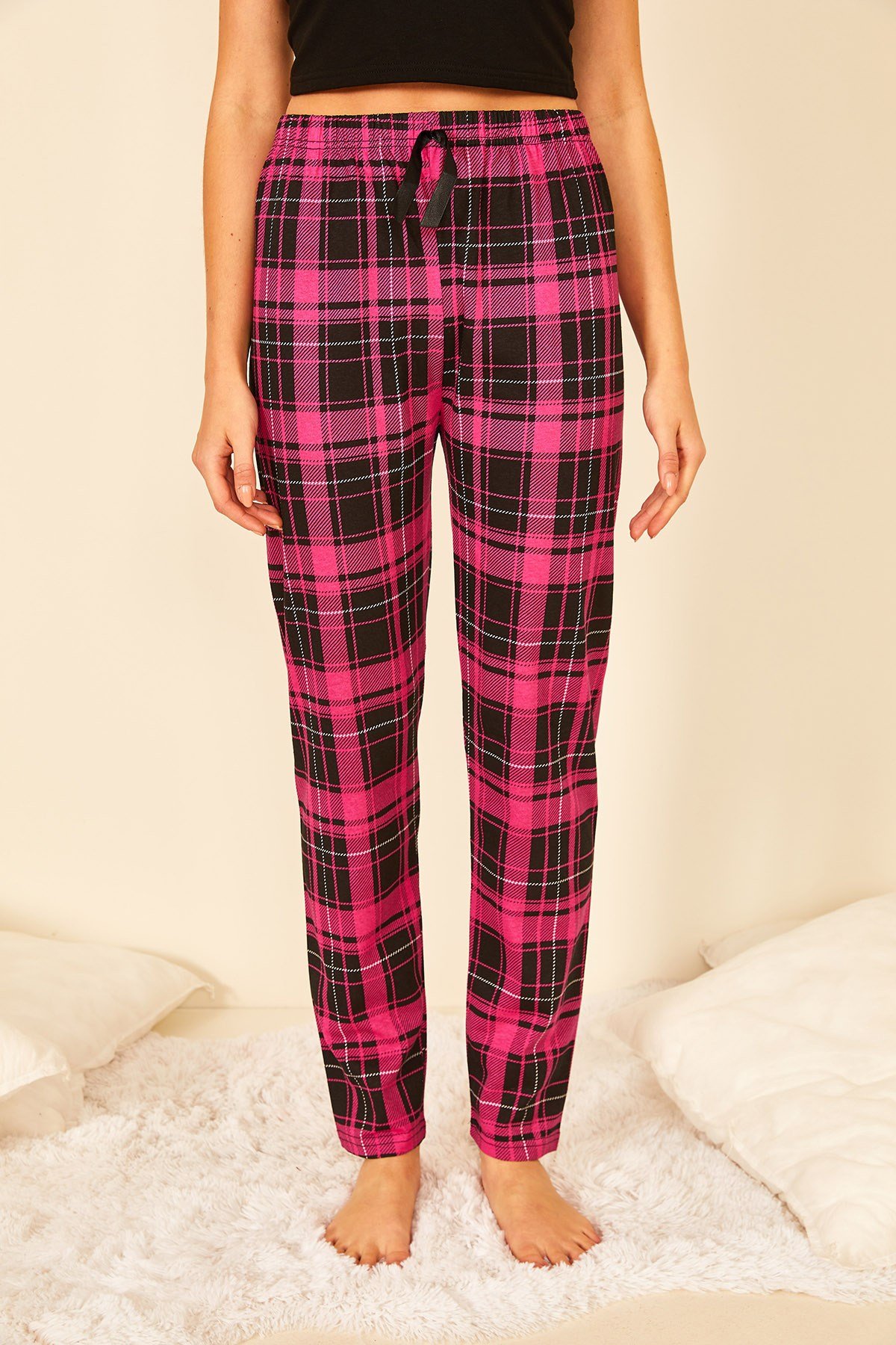 Renkli Pamuklu Baskılı Kadın Pijama Altı