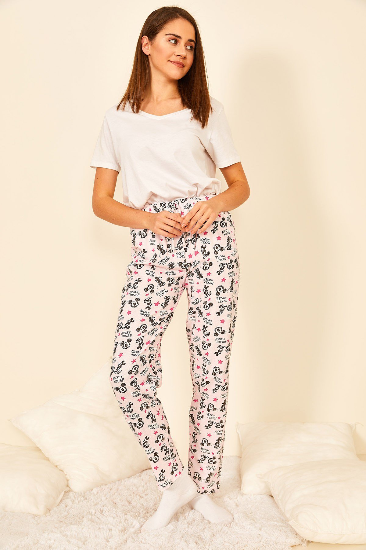 Renkli Pamuklu Baskılı Kadın Pijama Altı