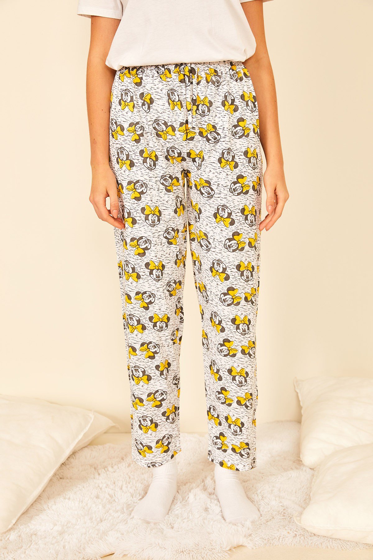 Renkli Pamuklu Baskılı Kadın Pijama Altı