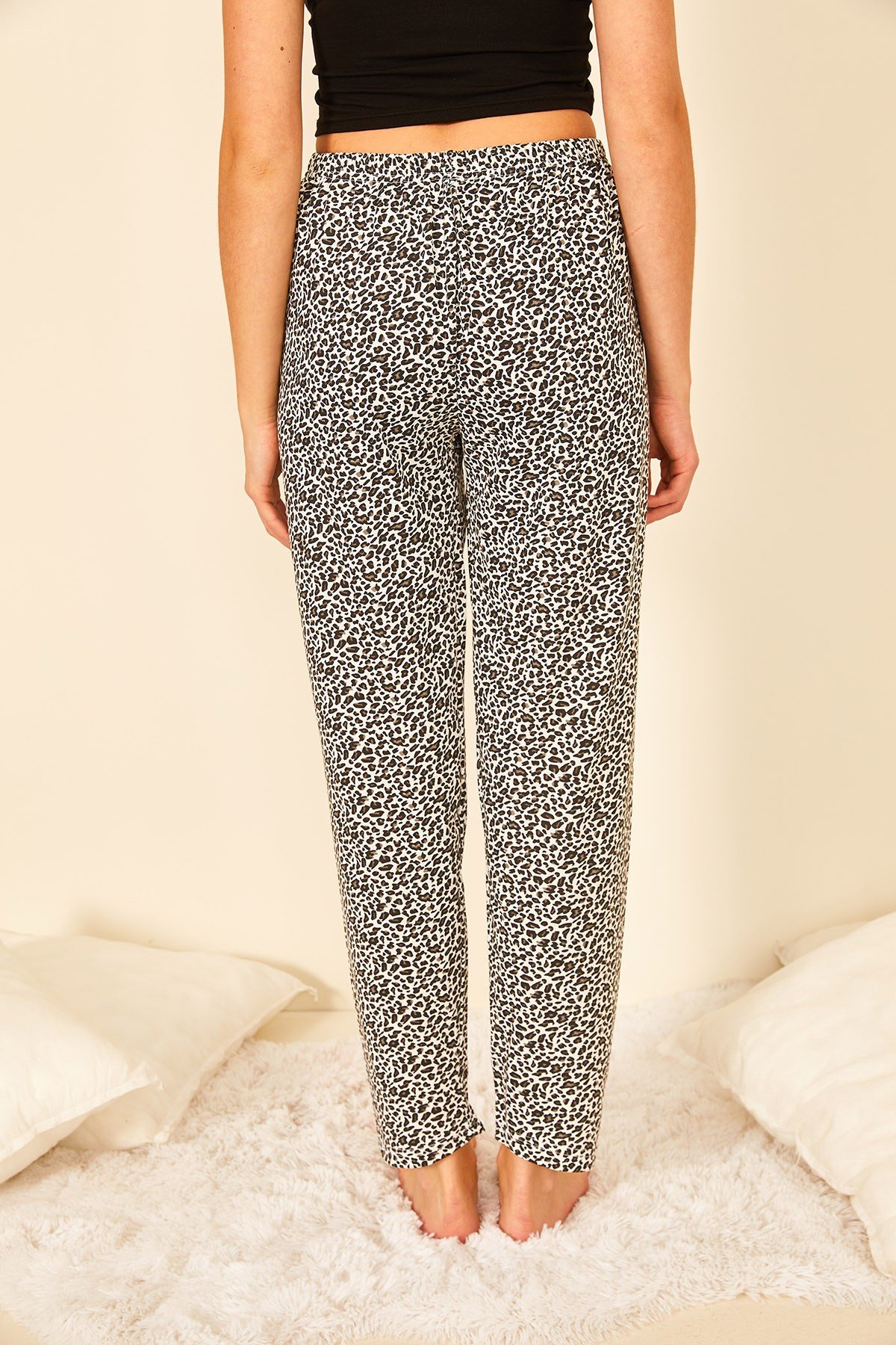 Renkli Pamuklu Baskılı Kadın Pijama Altı