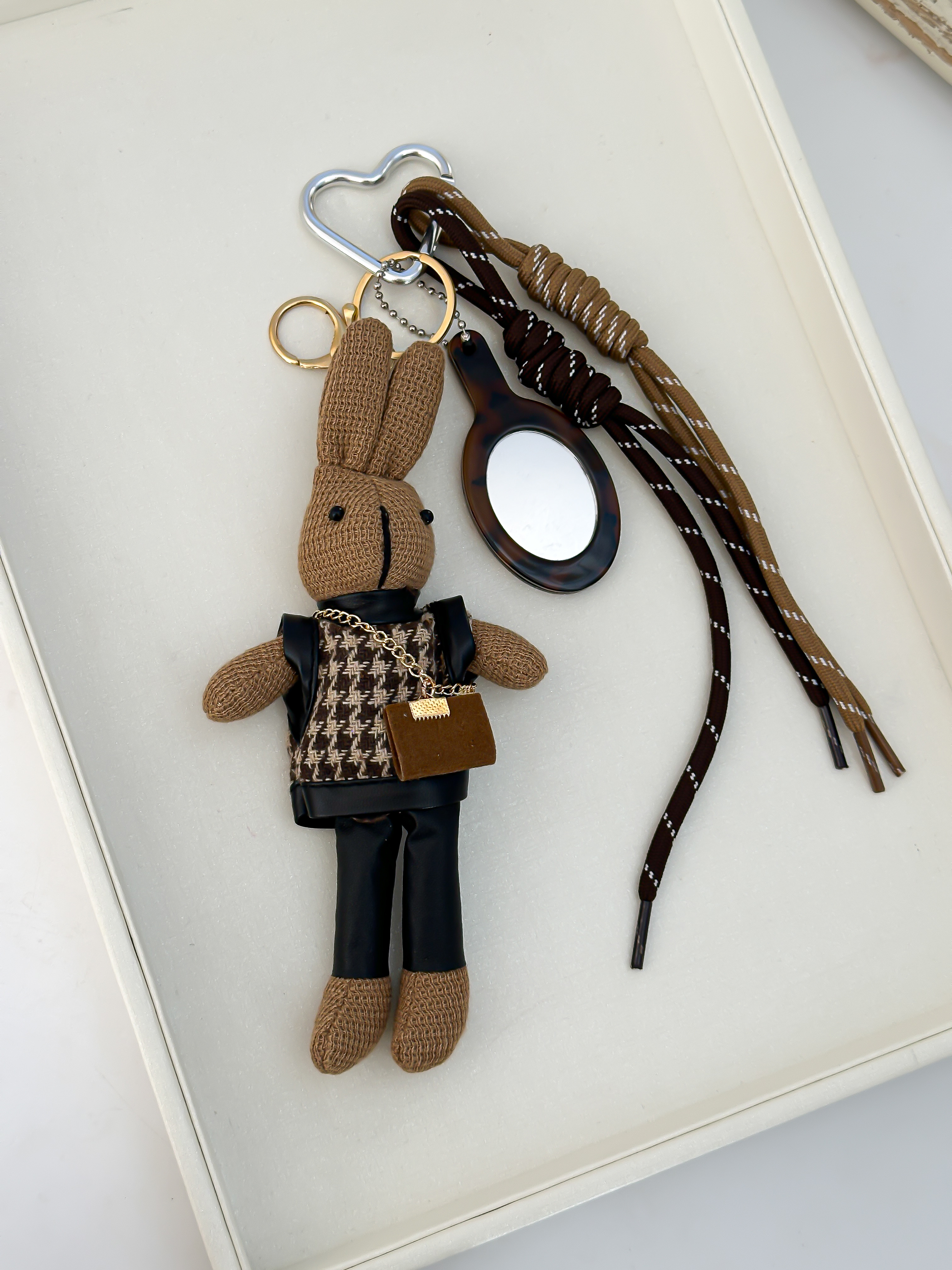 Ayna Detay Tavşan Figür Sallantılı Çanta Aksesuarı