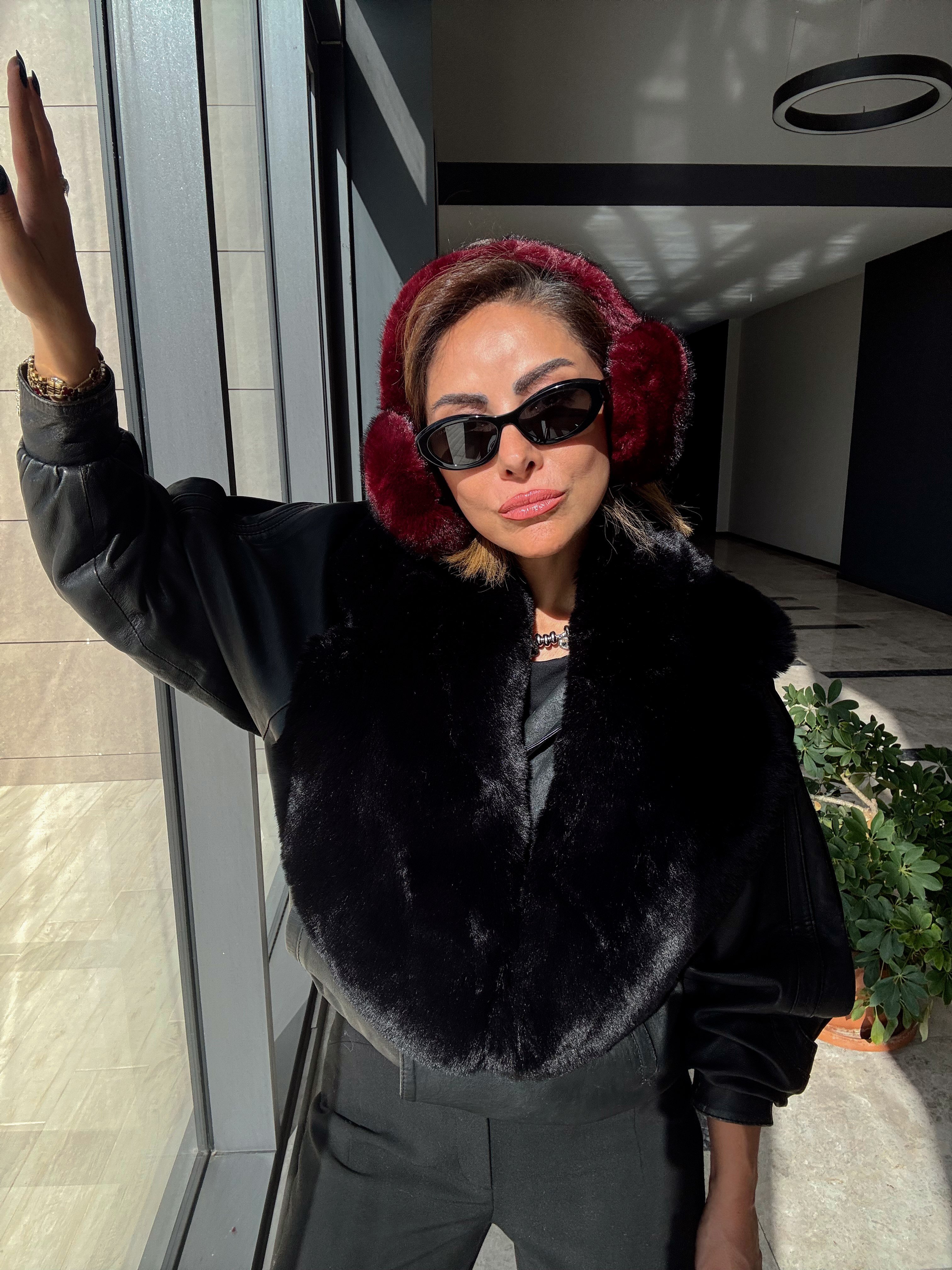Bordo Peluş Kulaklık