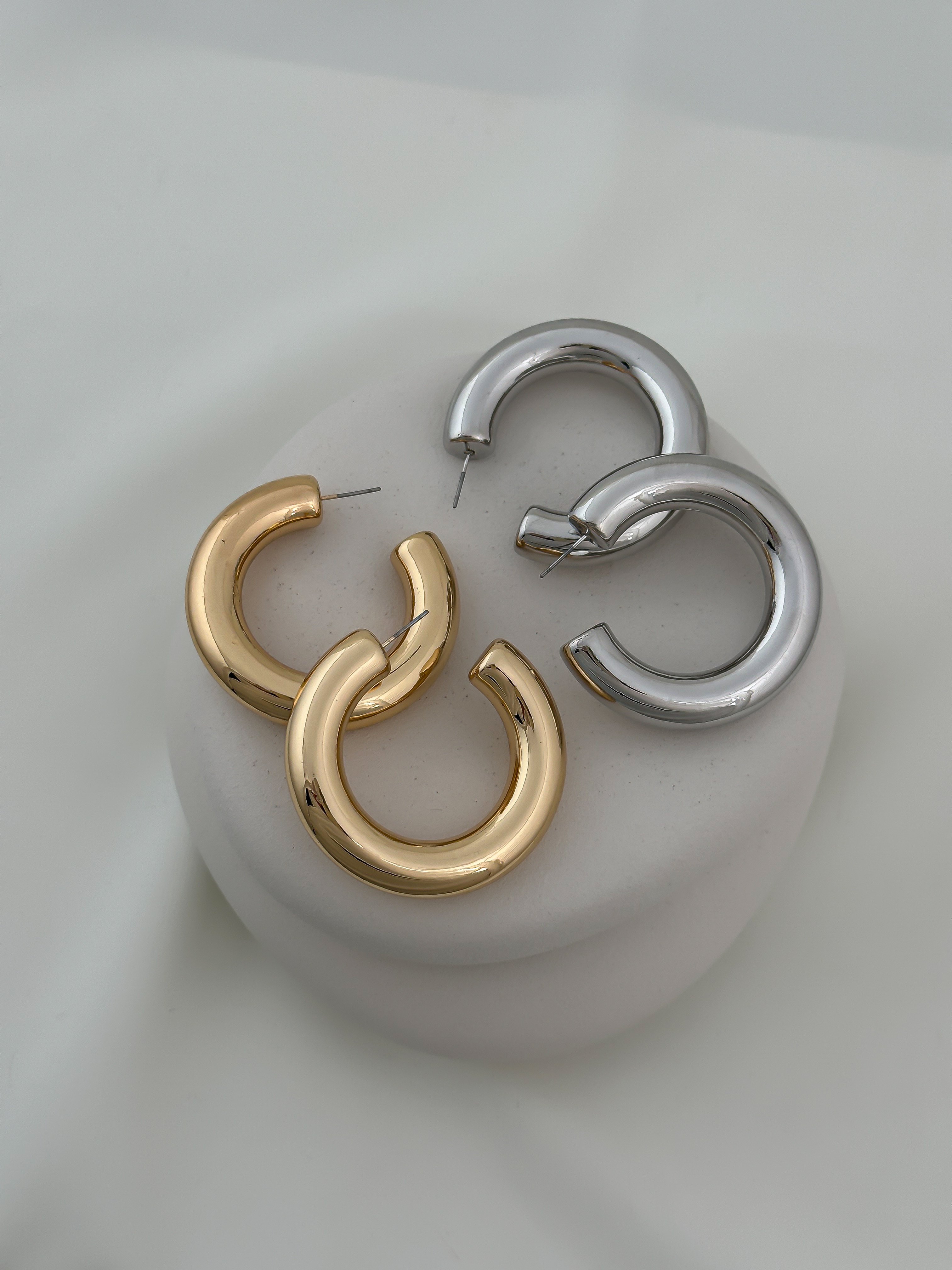 Boru Plaka C Model Halka Küpe (İç Çapı 2.2 Cm)