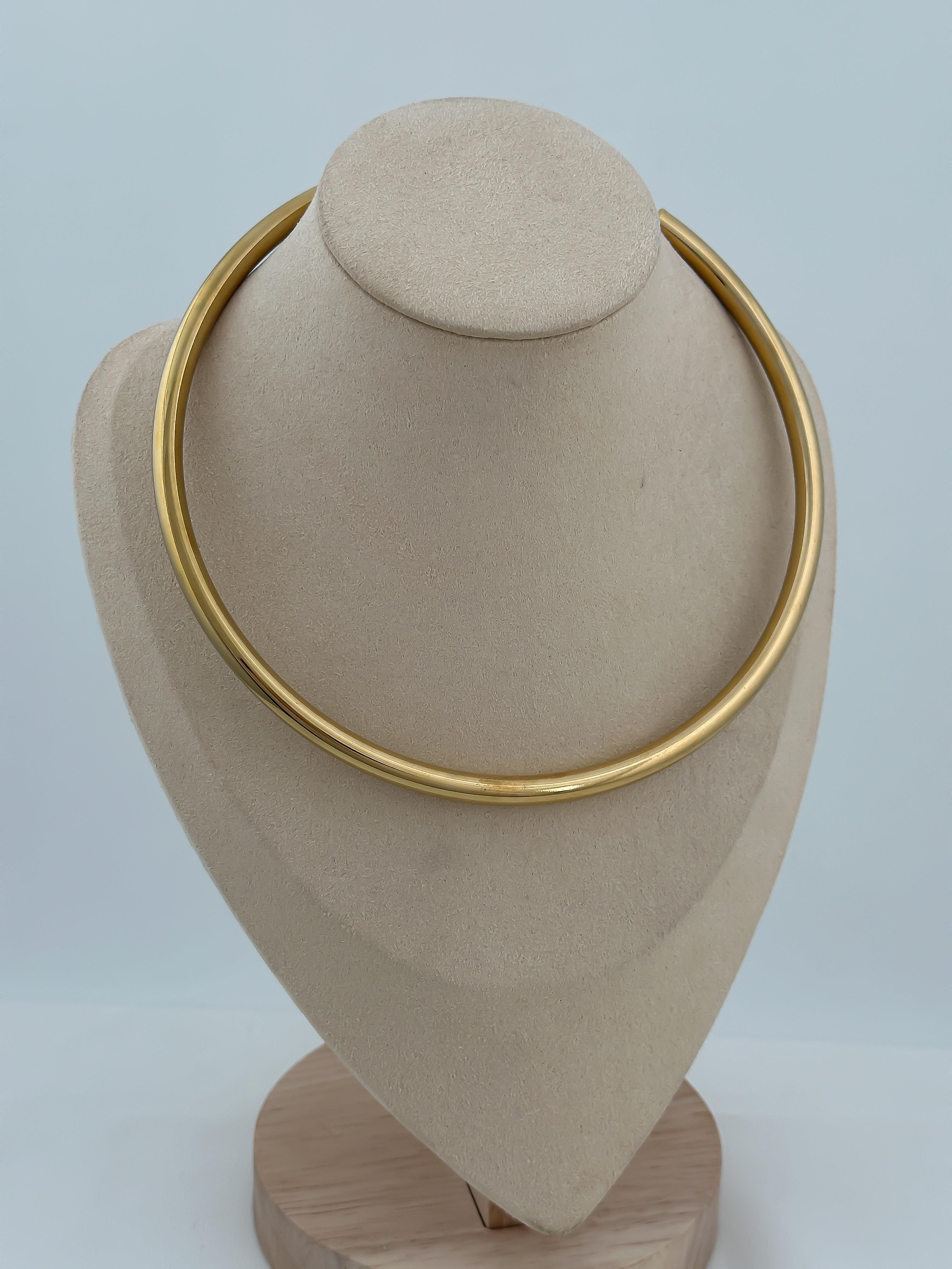 Çelik Gold Boru Plaka Choker Kolye