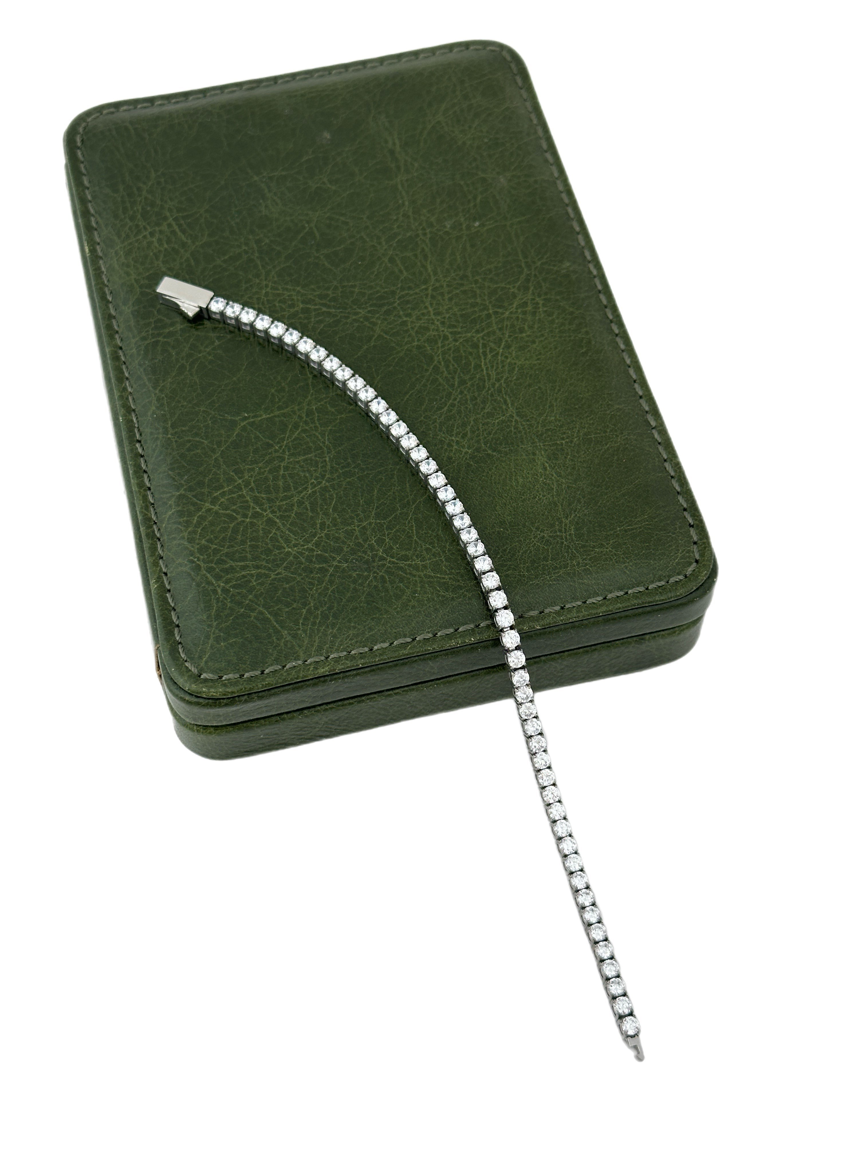 Çelik Gümüş Renk 2 MM Zirkon Taşlı Su Yolu Bileklik ( 19 Cm )