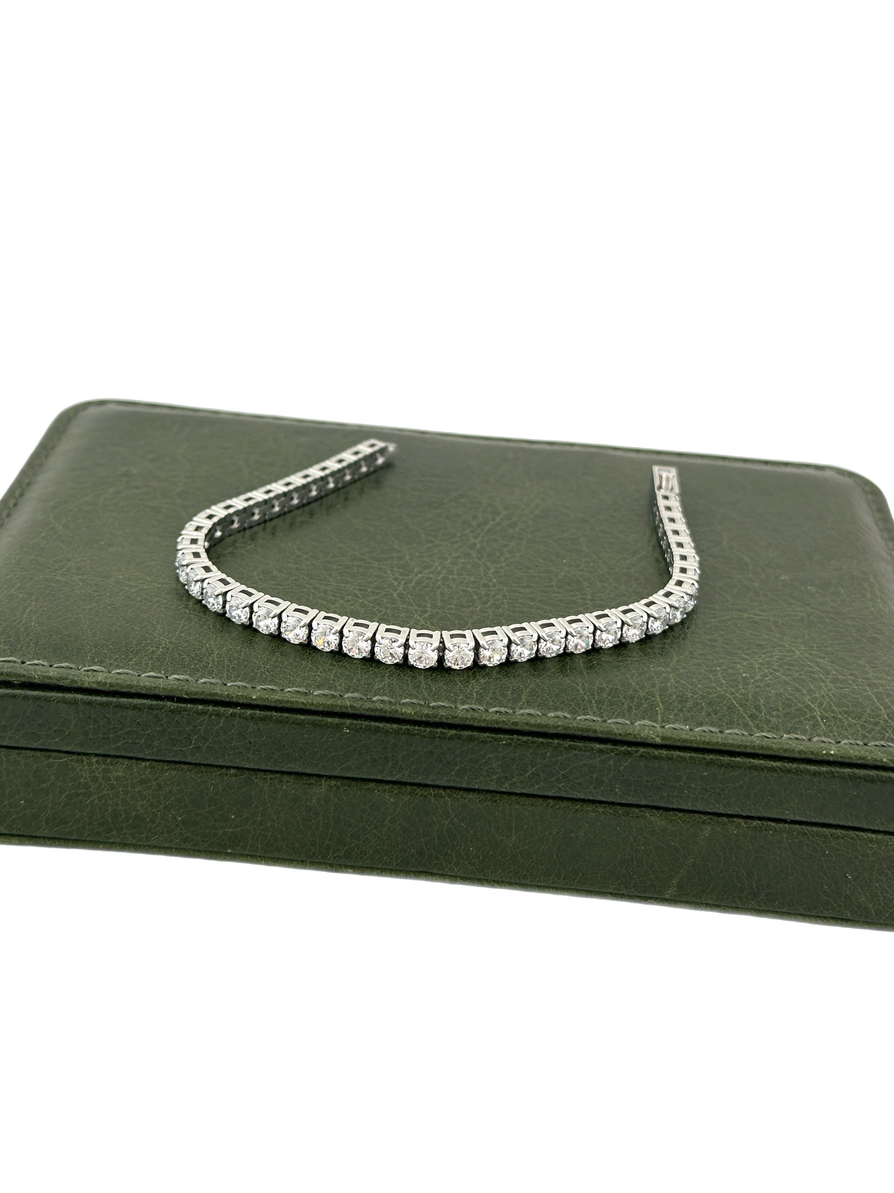 Çelik Gümüş Renk 3 MM Zirkon Taşlı Su Yolu Bileklik ( 19 Cm )