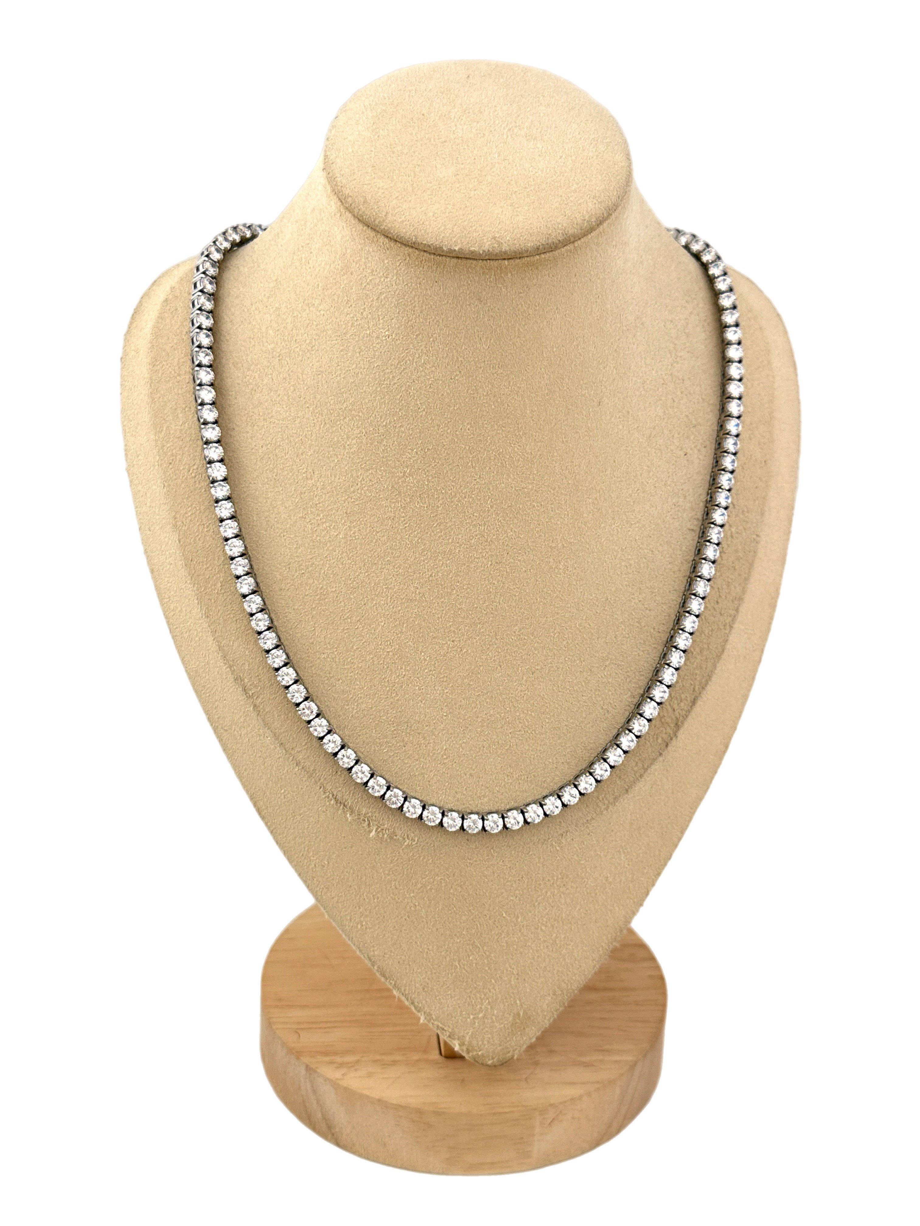 Çelik Gümüş Renk 3 MM Zirkon Taşlı Su Yolu Kolye ( 46 Cm )