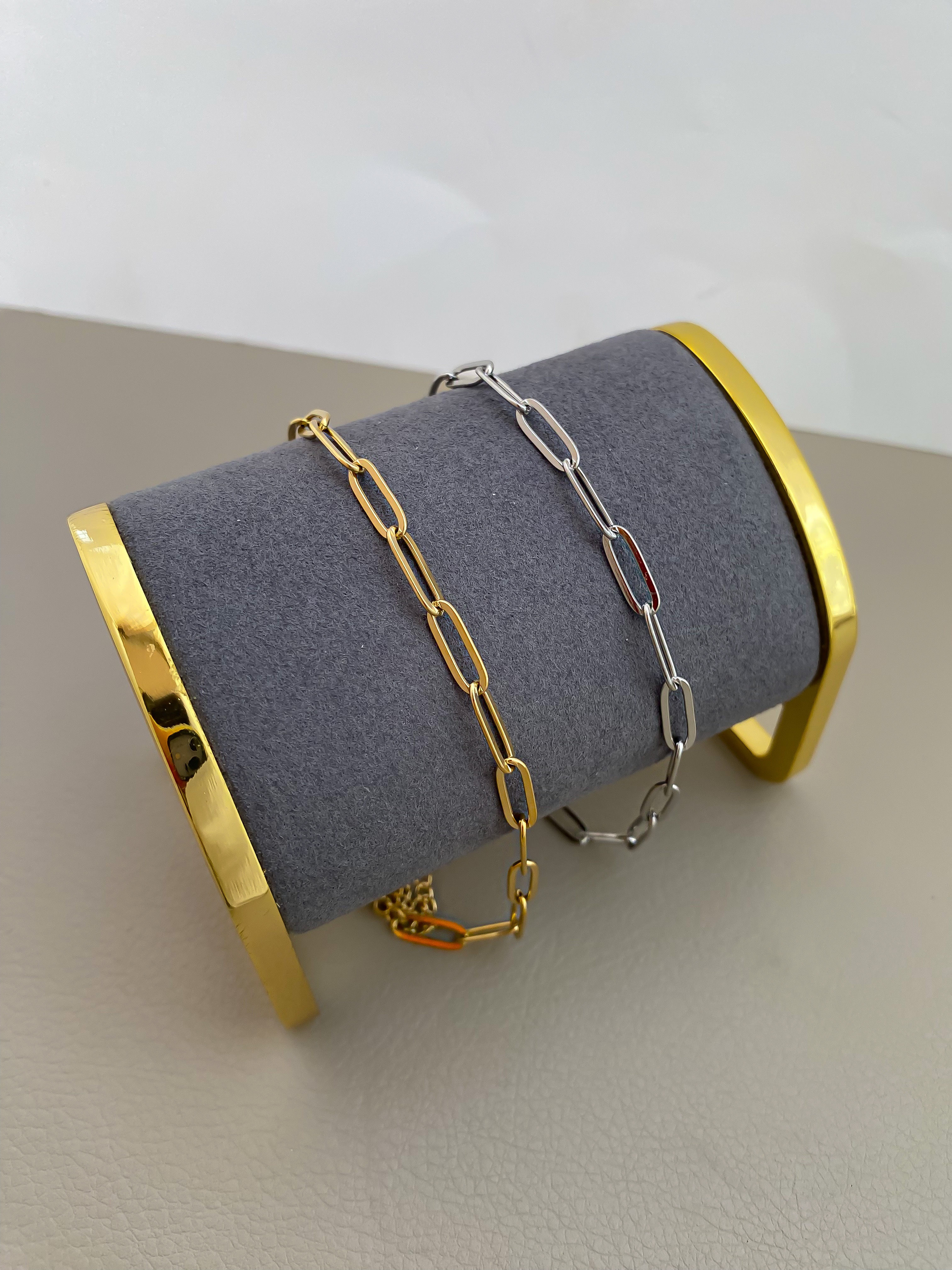 Çelik İç İçe Geçmeli Oval Halka Plaka Halhal (27 Cm)