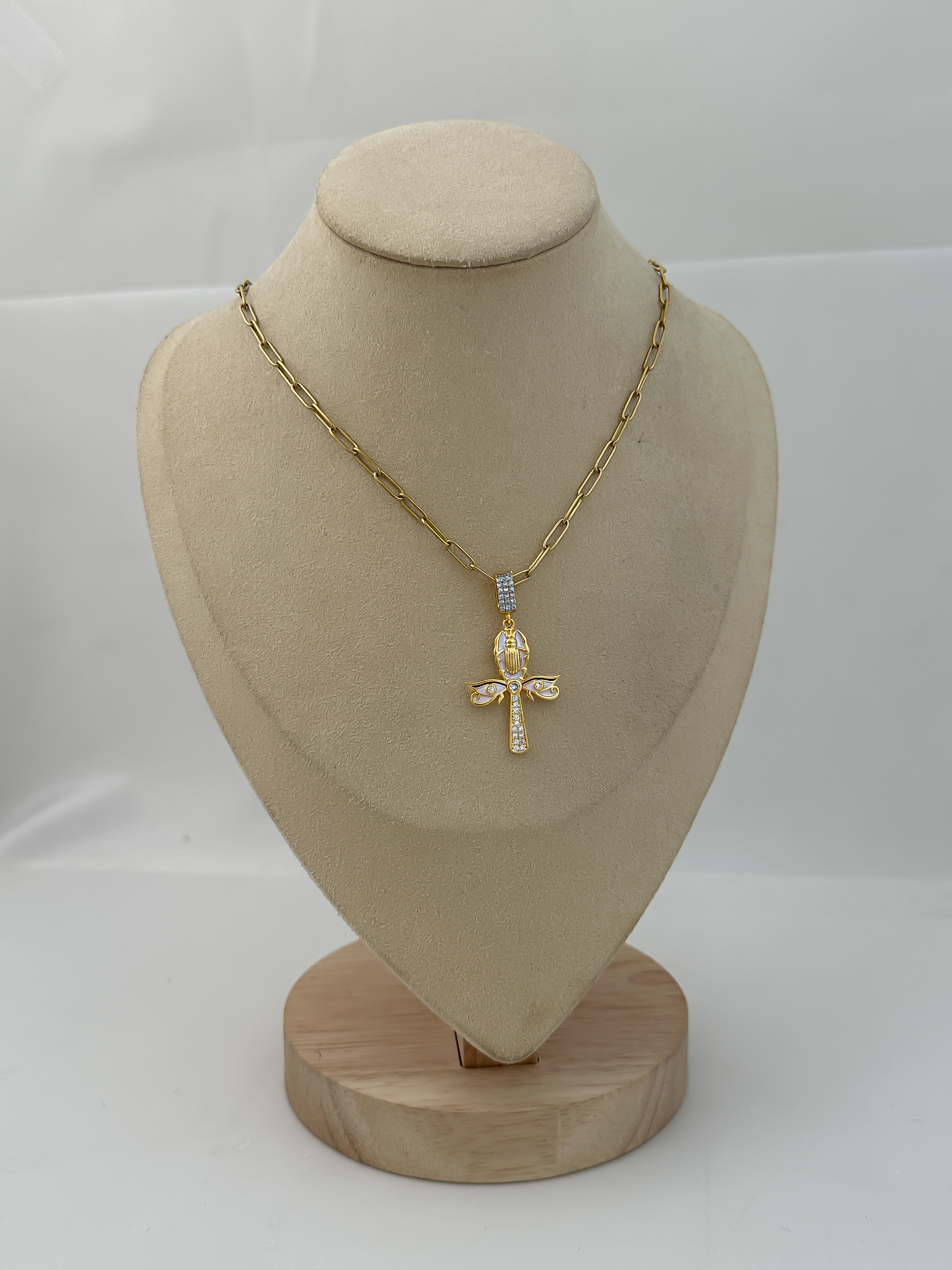 Çelik Sedefli Ankh Marka Model Kolye (46 Cm)