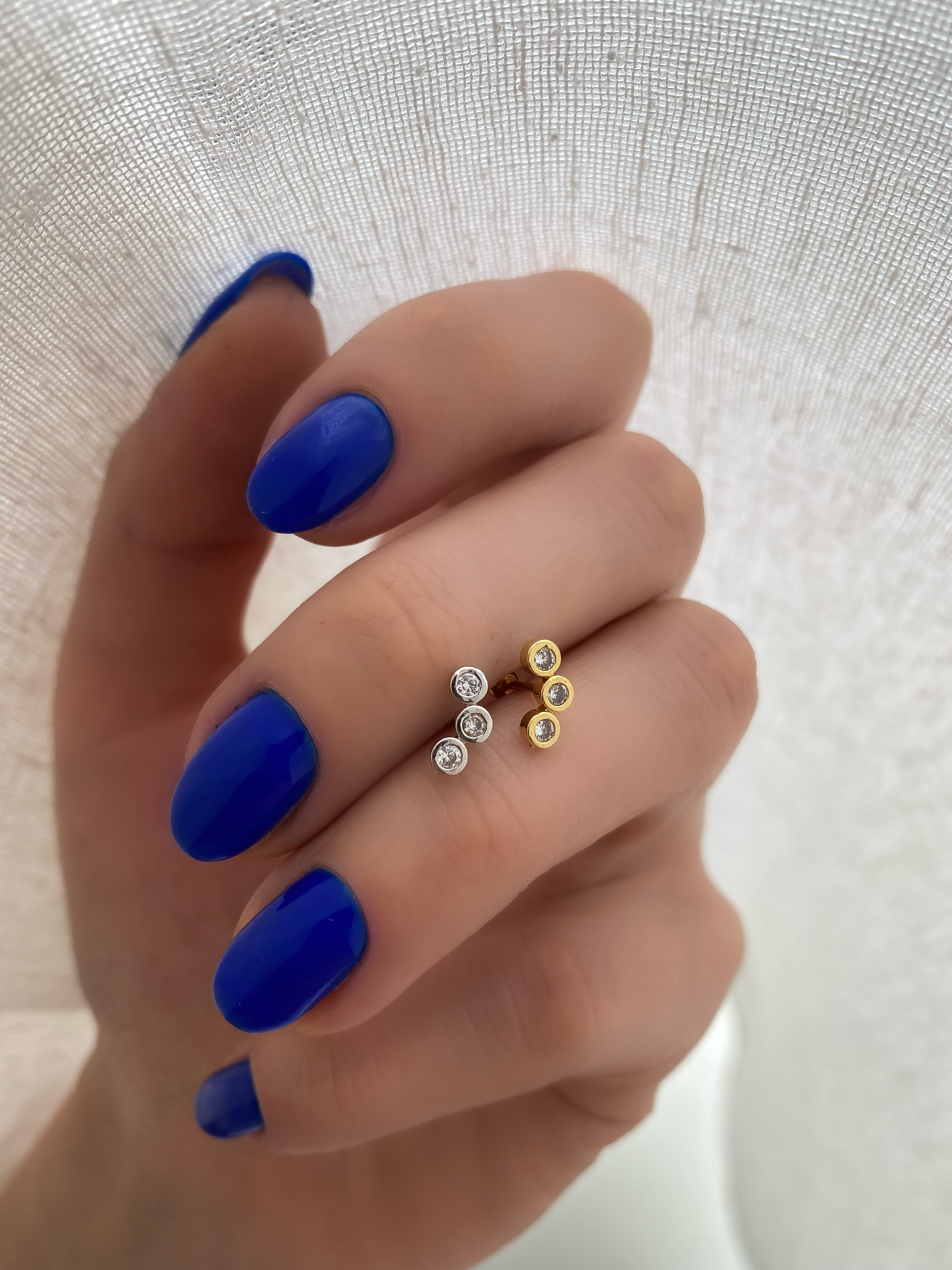 Çelik Üç Taş Daire Piercing