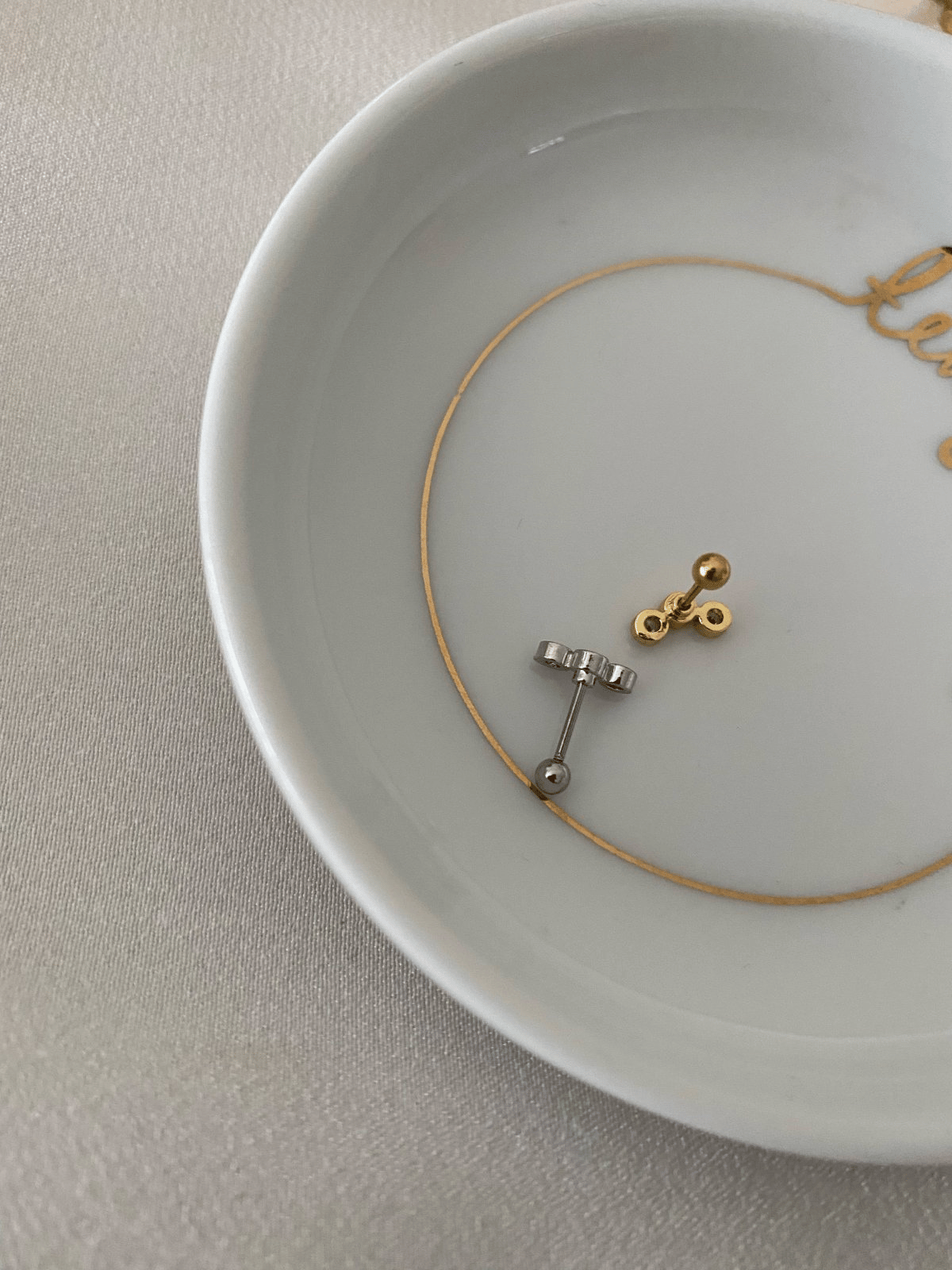 Çelik Üç Taş Daire Piercing