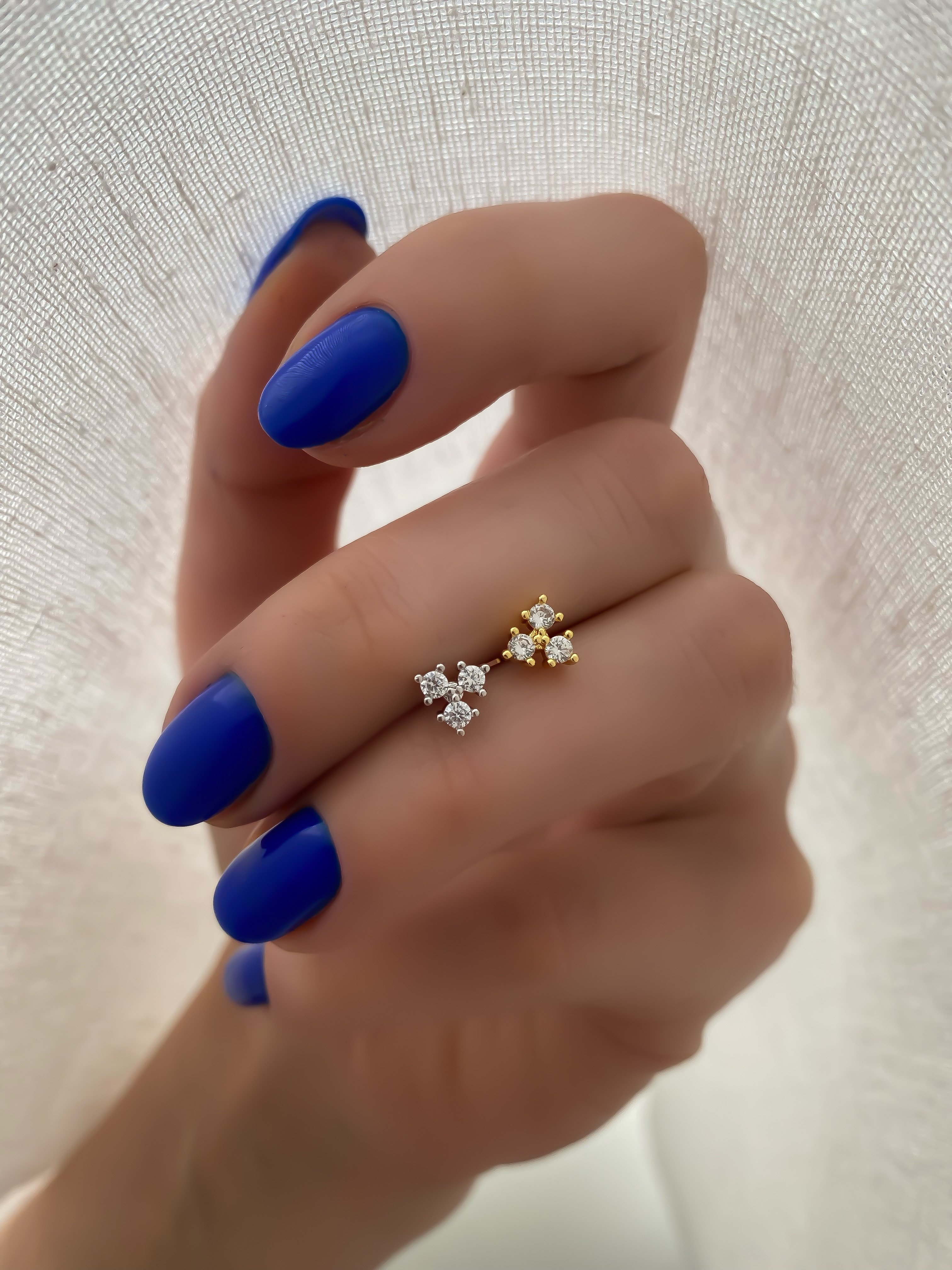 Çelik Zirkon Üç Taş Piercing.