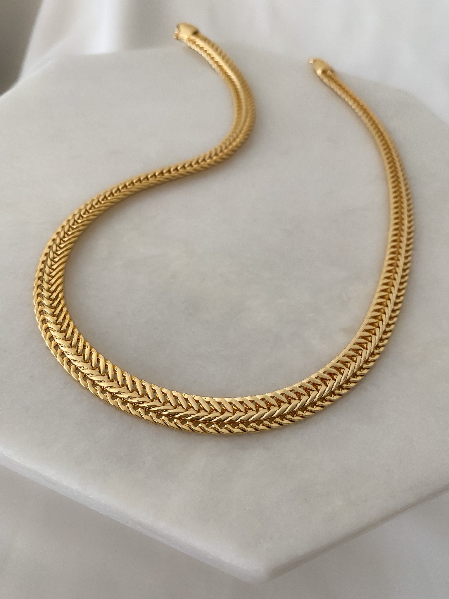 Gold Hasır Model Zincir Kolye (45 Cm )