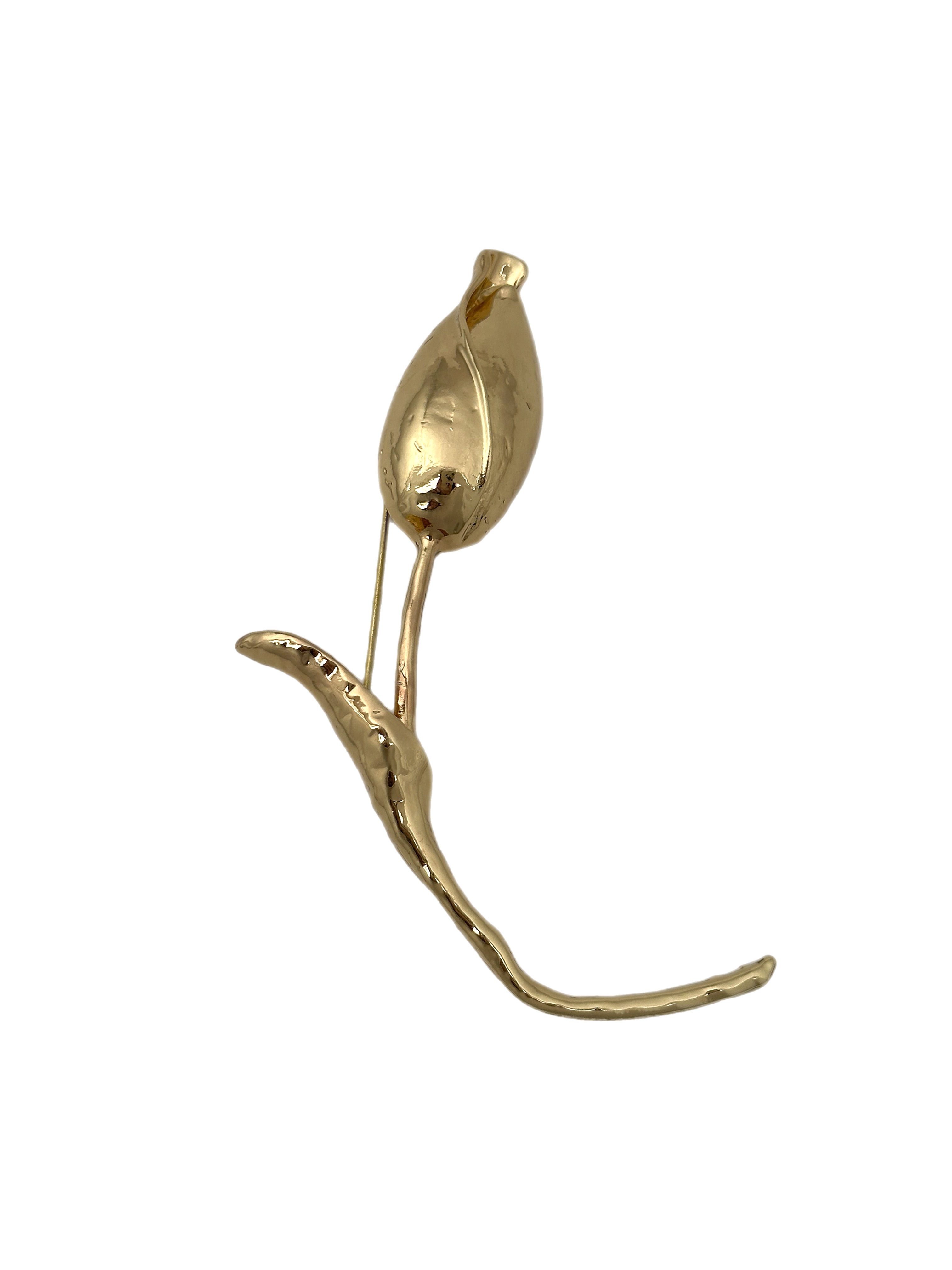 Gold Plaka Lale Broş