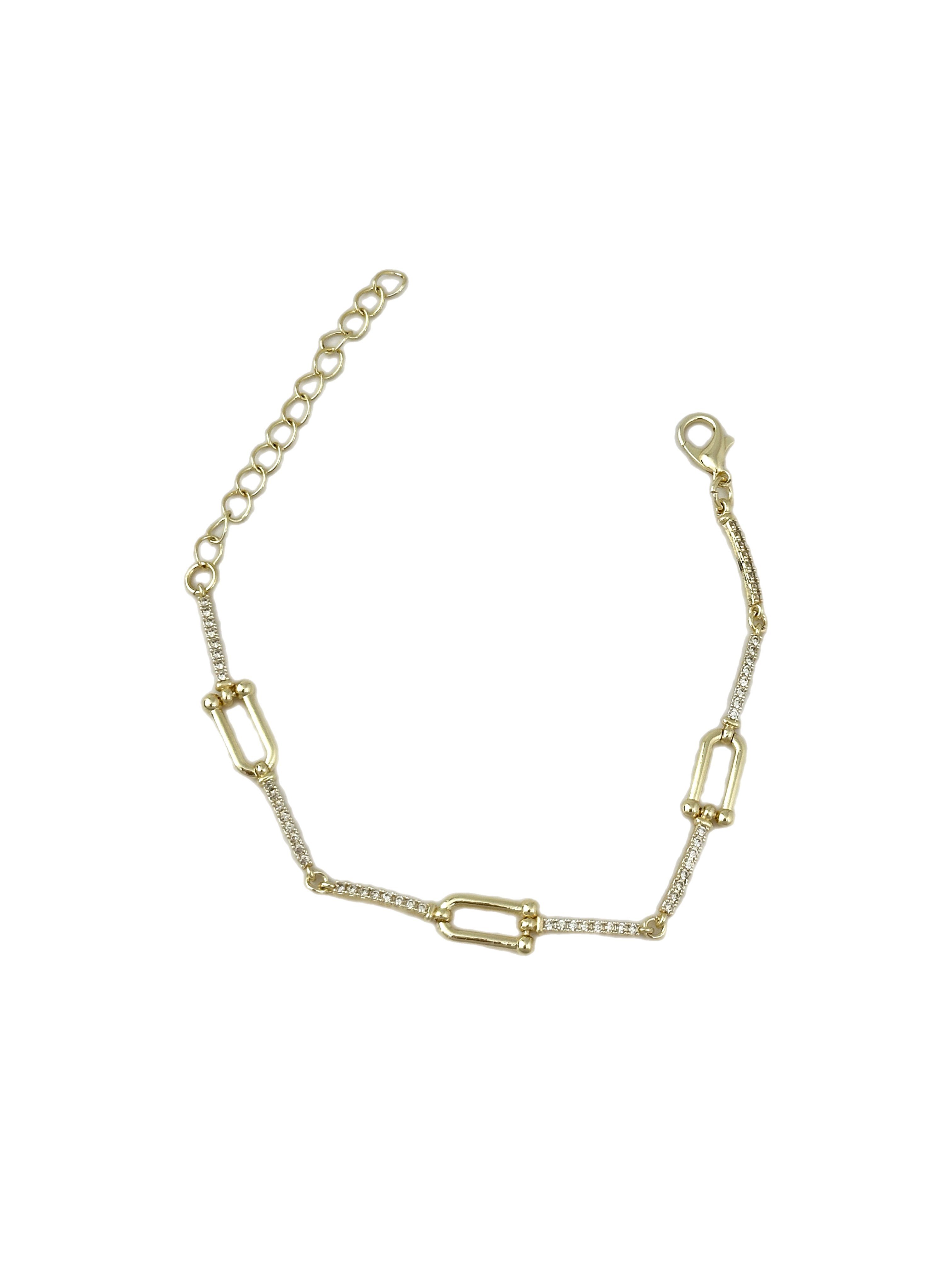 Gold Zirkon Taşlı Marka Figür Bileklik ( 22 Cm )