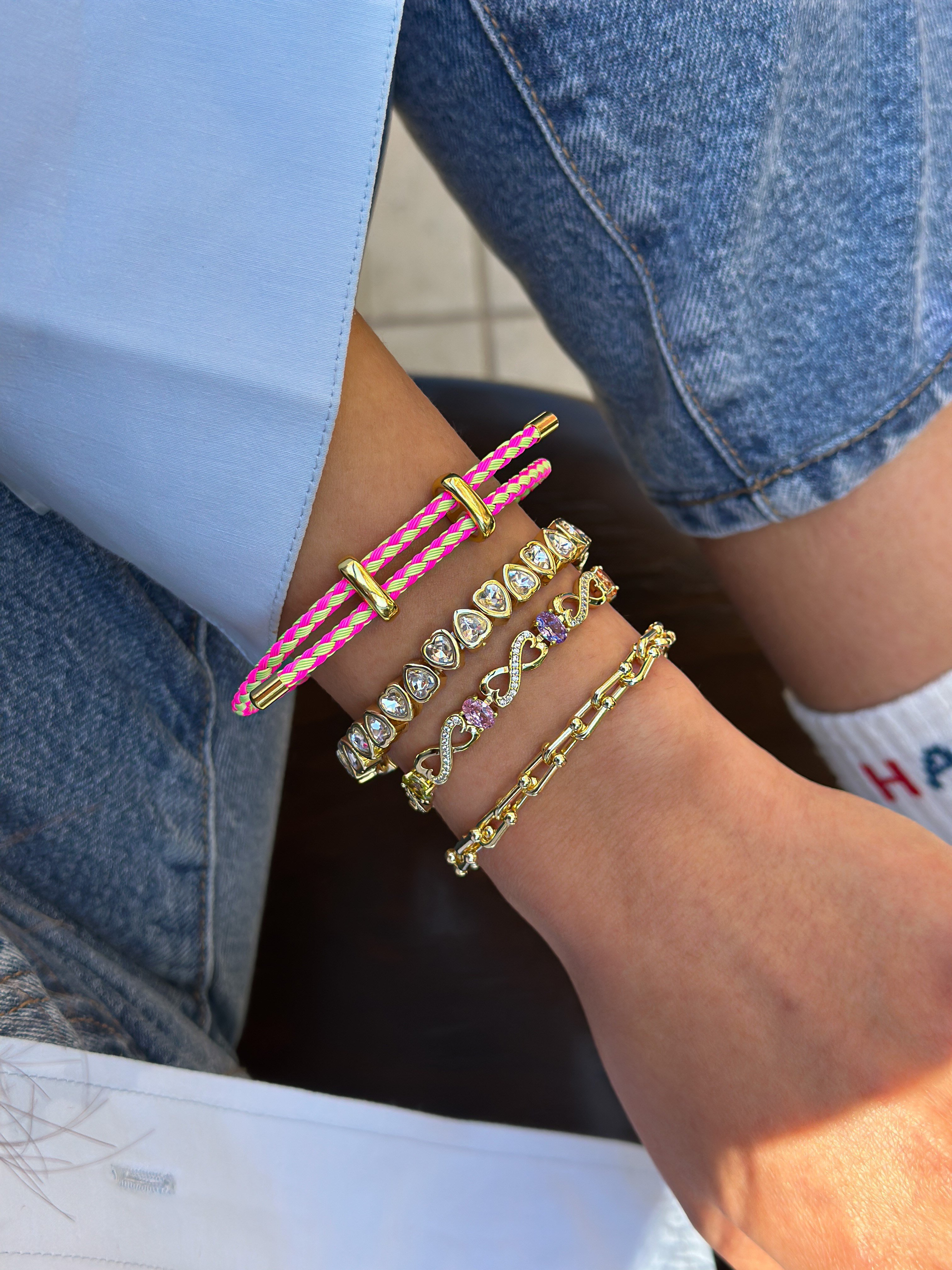 İki Renkli Örme İp Çelik Plaka Detay Ayarlanabilir Bileklik Kombini