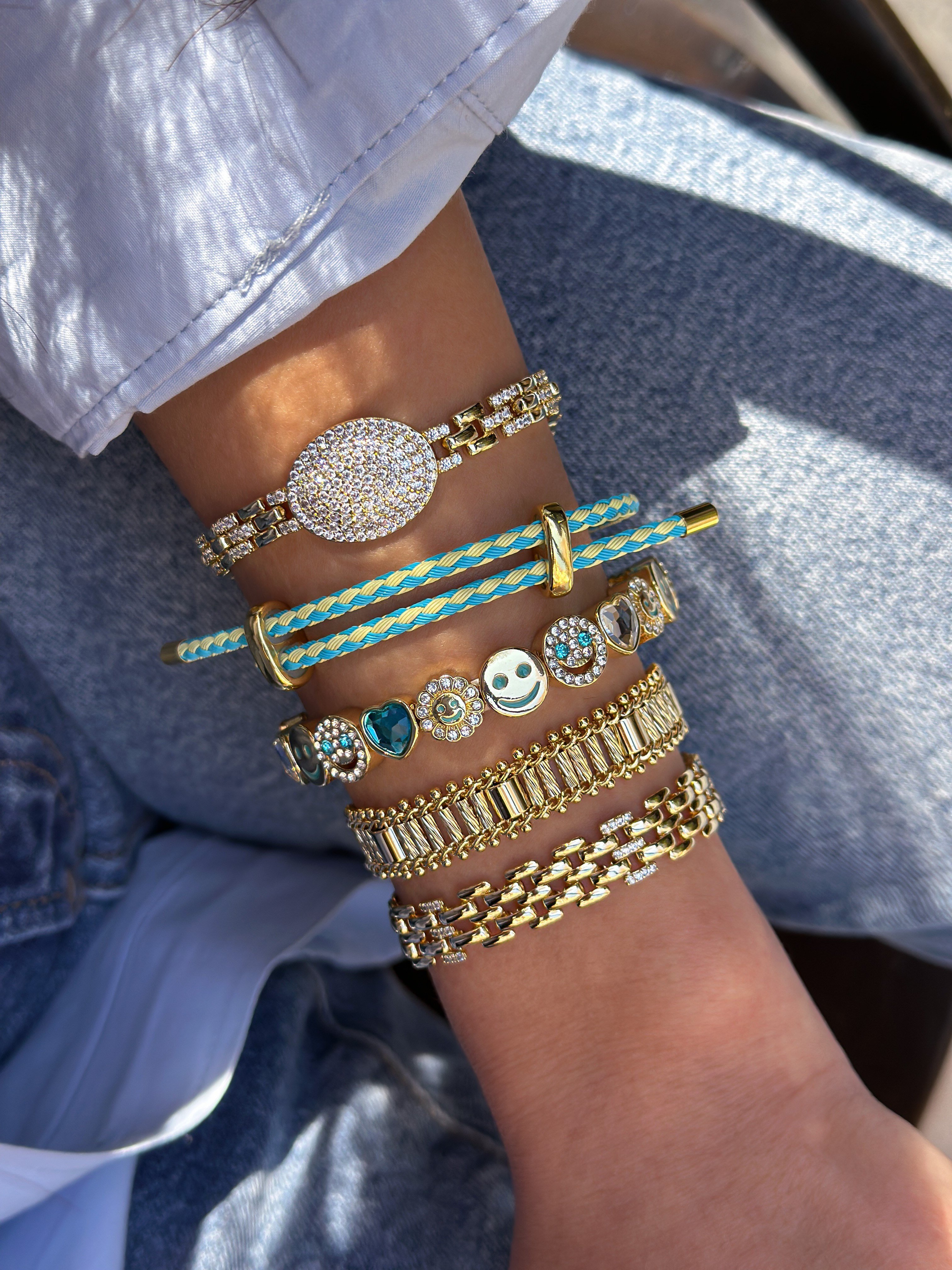 İki Renkli Örme İp Çelik Plaka Detay Ayarlanabilir Bileklik Kombini