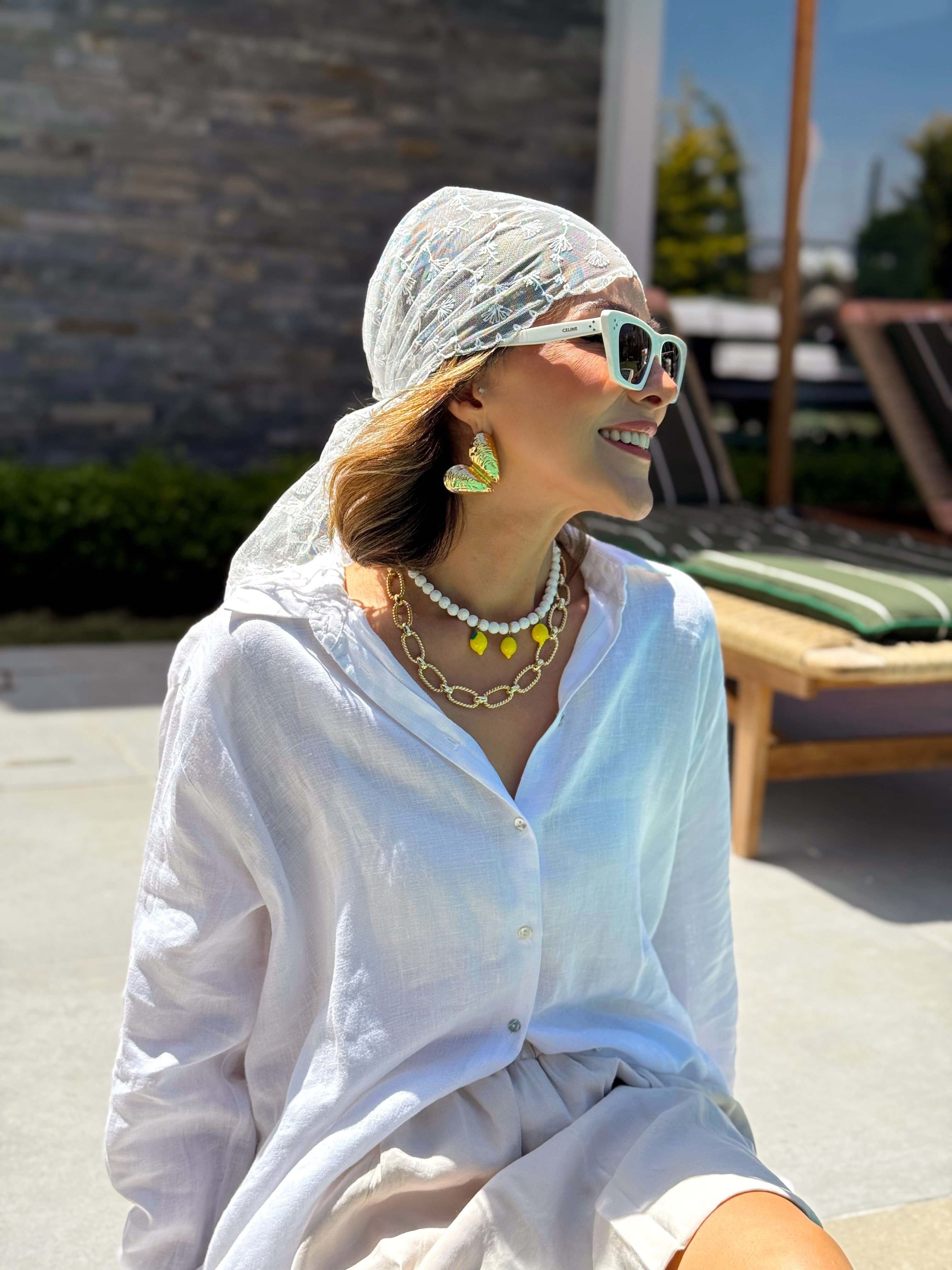 Kır Çiçeği Figür Uzun Model Dantel Üçgen Bandana & Fular