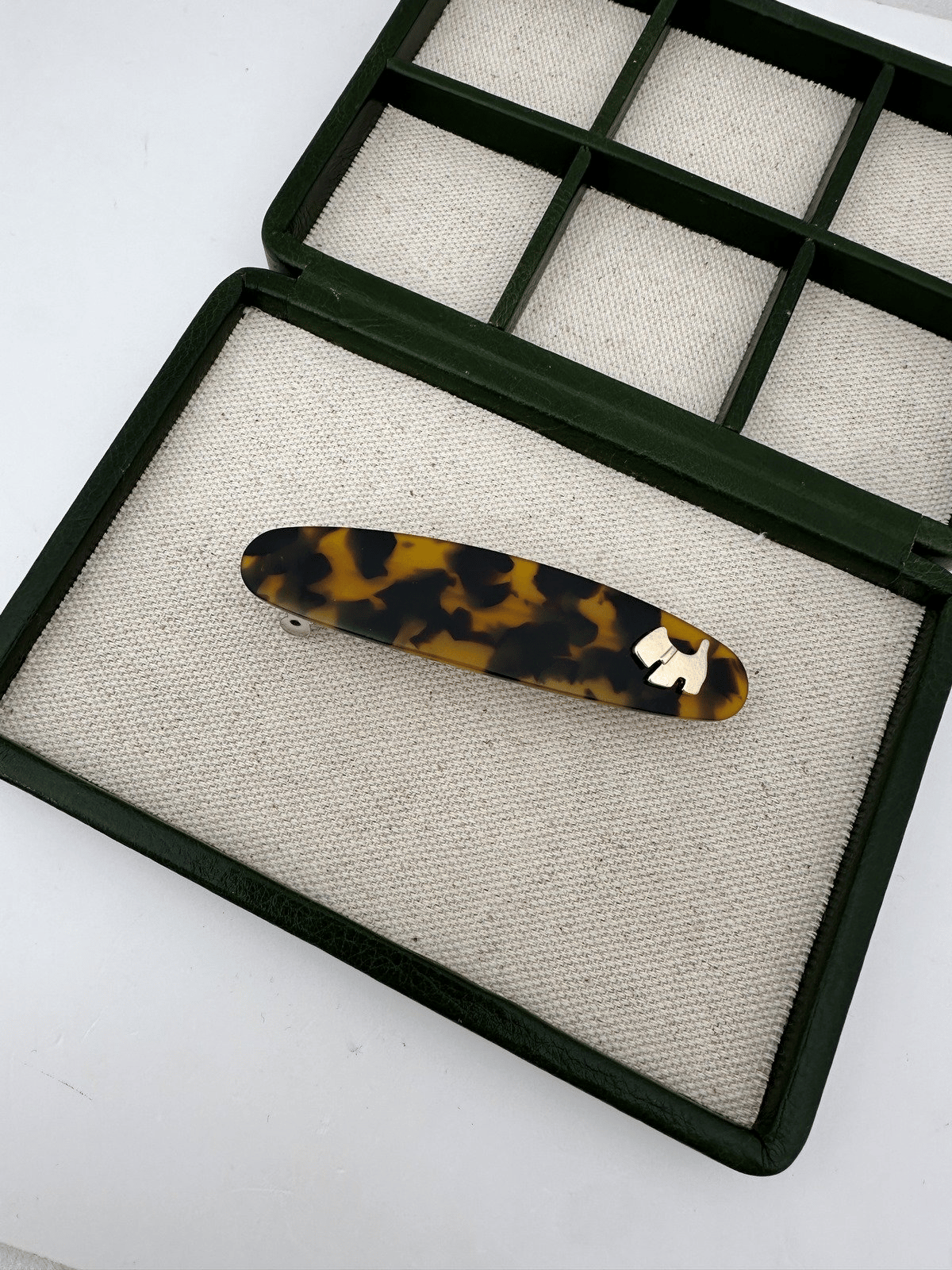Leopar Desen Oval Kemik Klips Toka