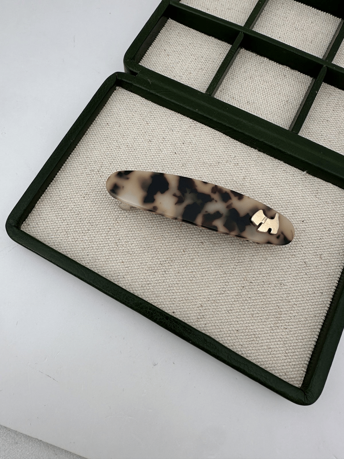 Leopar Desen Oval Kemik Klips Toka
