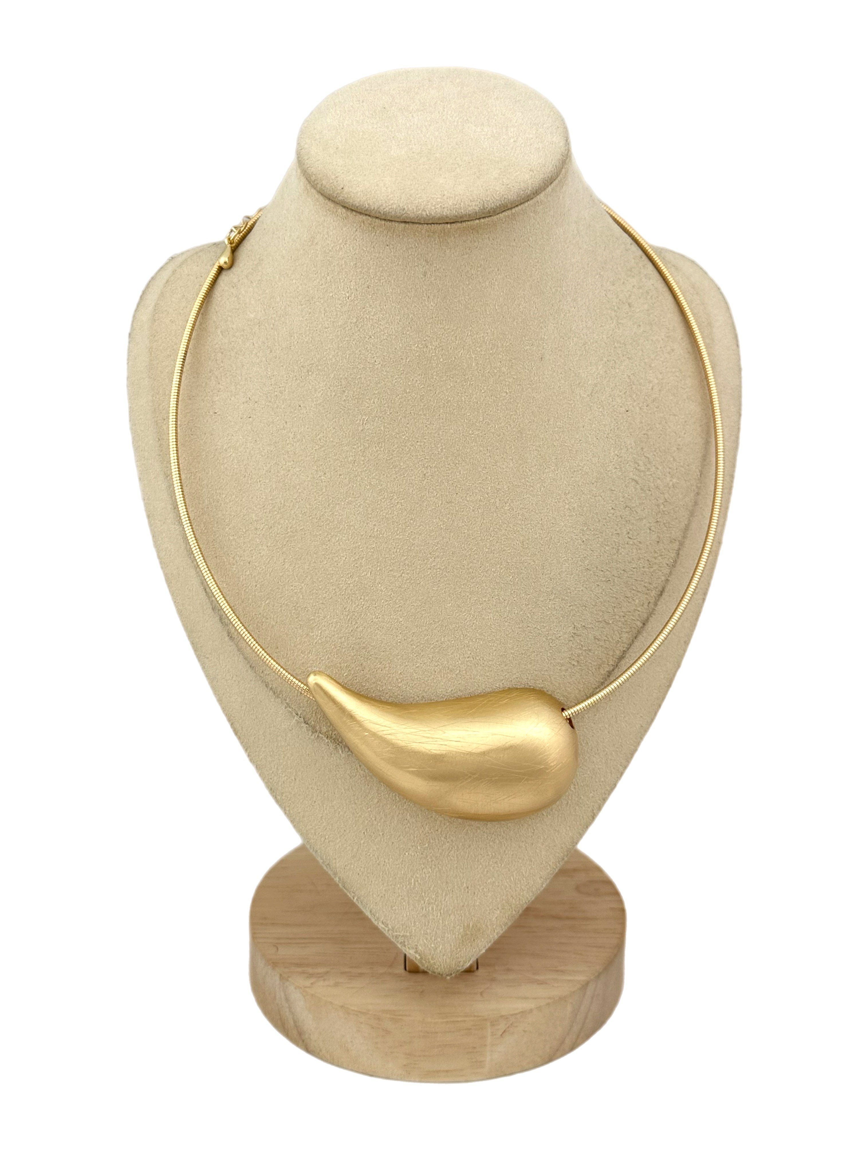 Mat Gold Dokul Damla Plaka Model Tasarım Tel Zincir Kolye ( 53 Cm )
