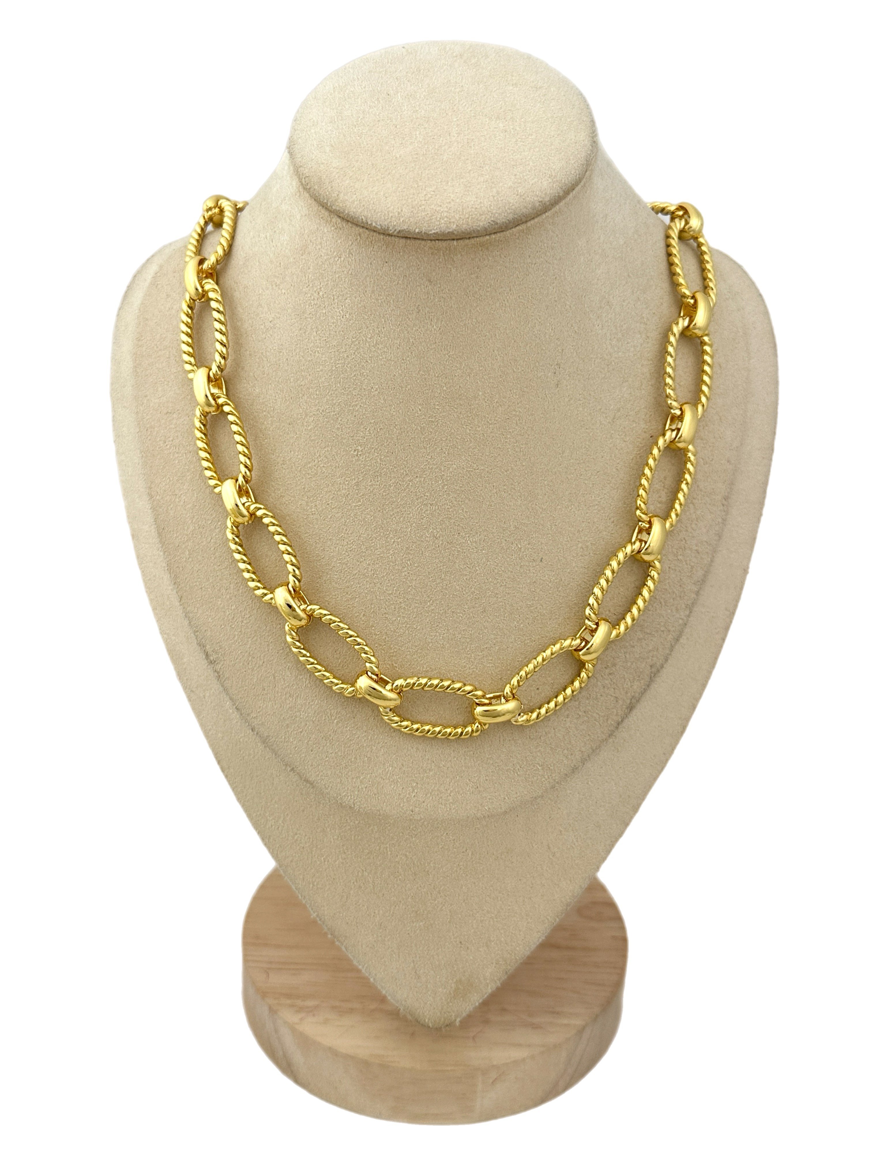 Oval Burgu Model İç İçe Geçmeli Halka Zincir Kolye ( 50 Cm )
