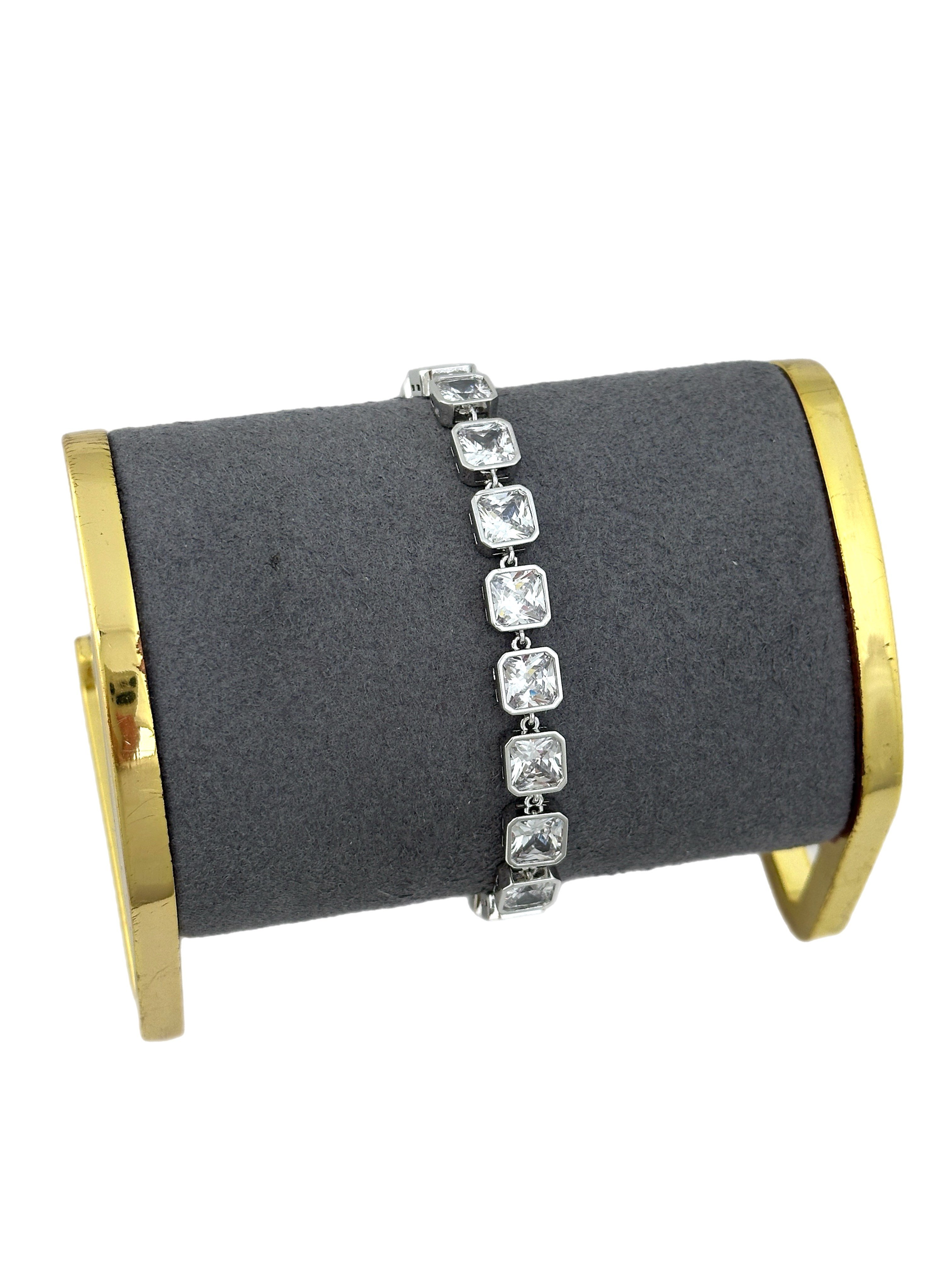 Özel Seri 6.8 MM Kare Zirkon Taşlı Su Yolu Bileklik ( 20 Cm )