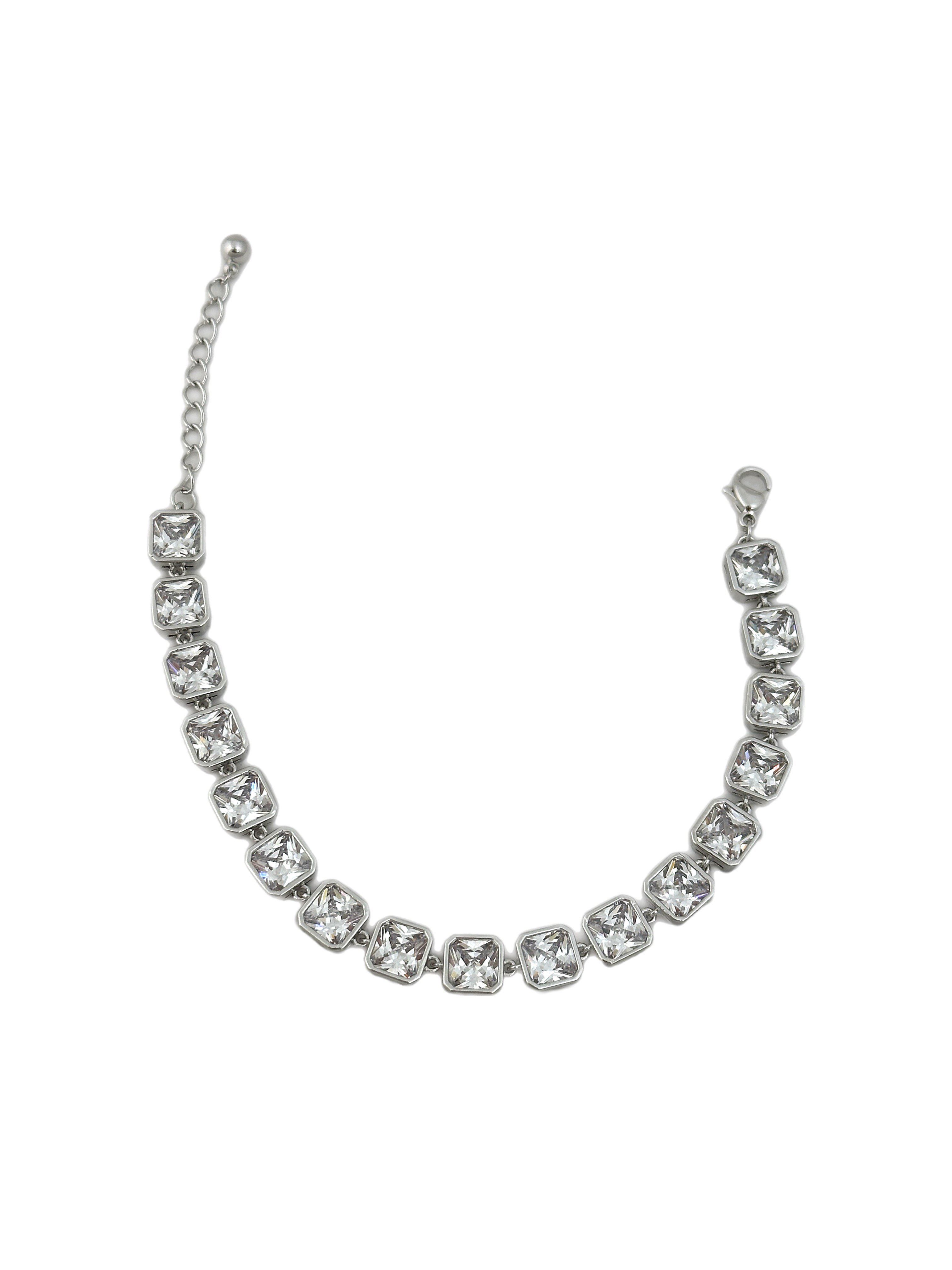 Özel Seri 6.8 MM Kare Zirkon Taşlı Su Yolu Bileklik ( 20 Cm )