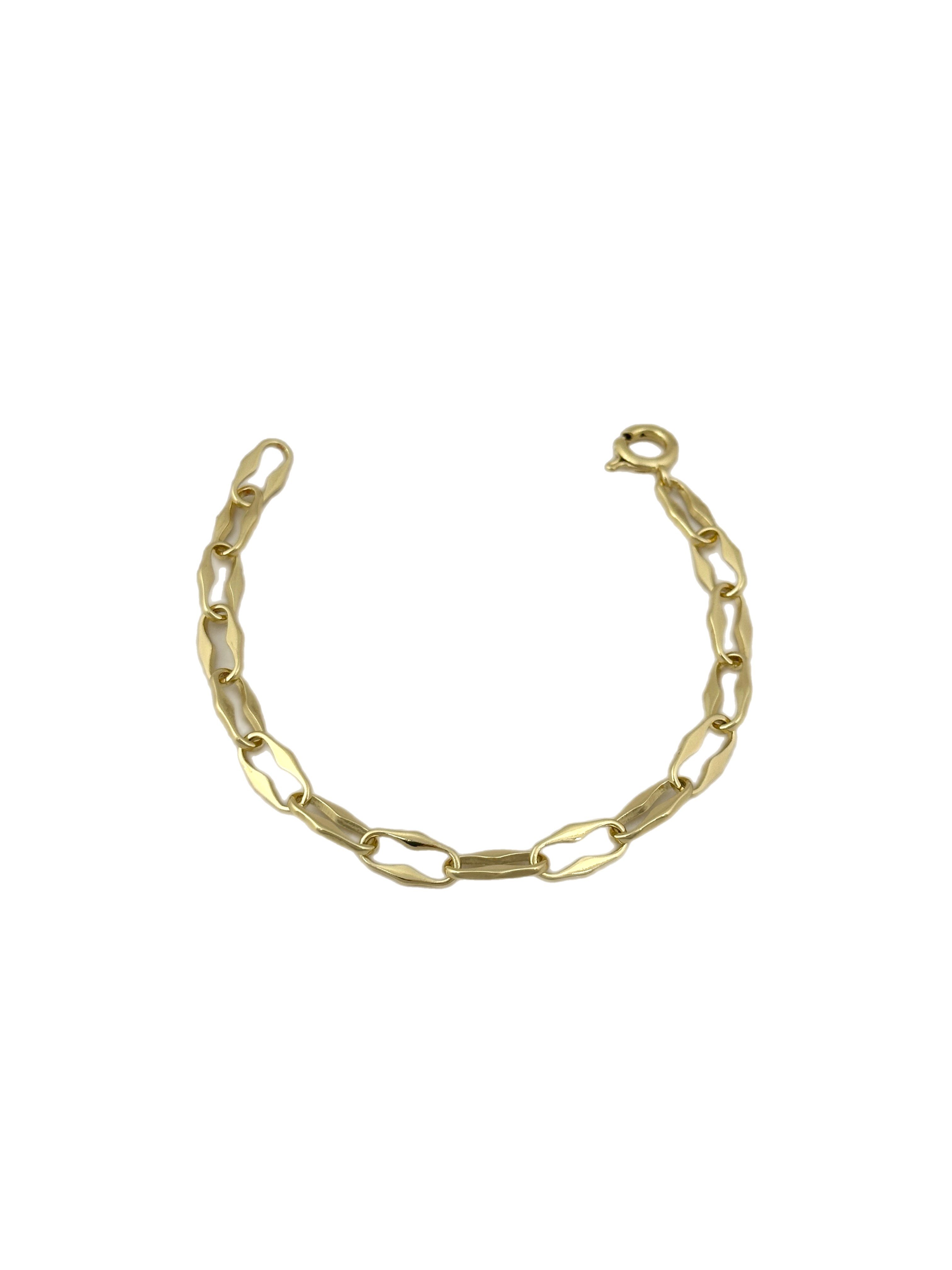 Özel Seri Asimetrik Oval Plaka Sıralı Bileklik (19 Cm)