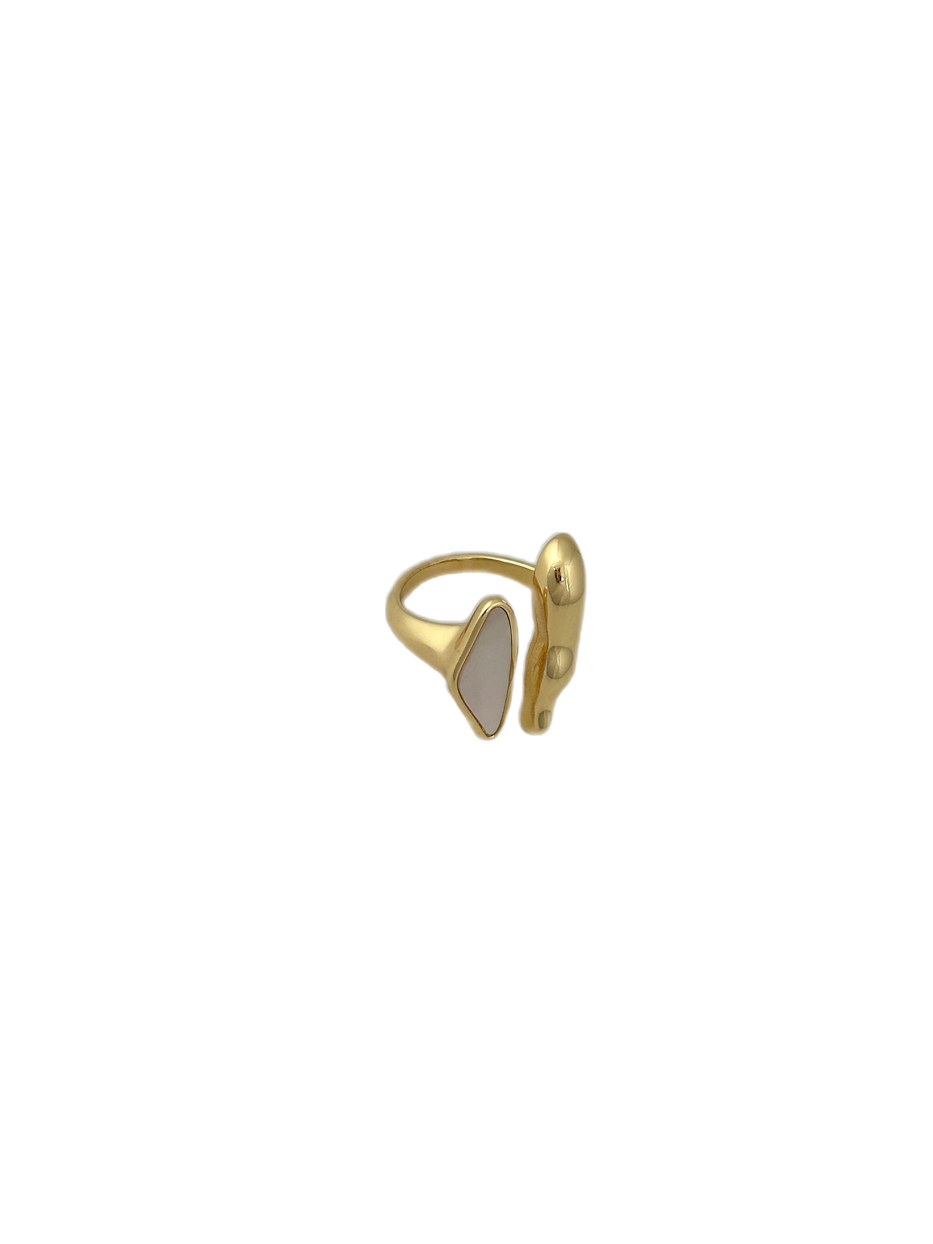 Özel Seri Asimetrik Plaka ve Sedef Taş Tasarım Yüzük