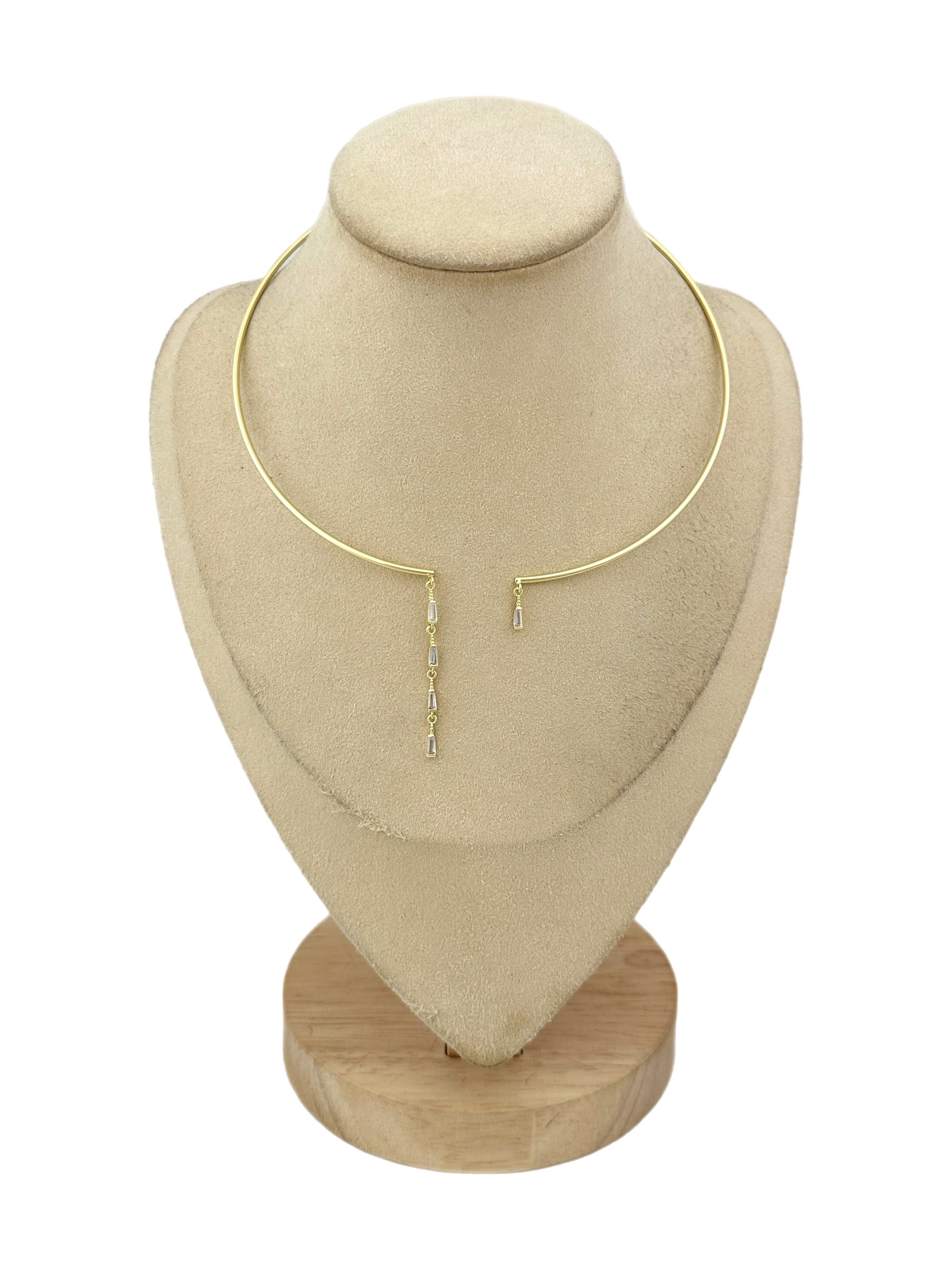 Özel Seri Baget Zirkon Taş Sallantılı Boru Plaka Choker Kolye