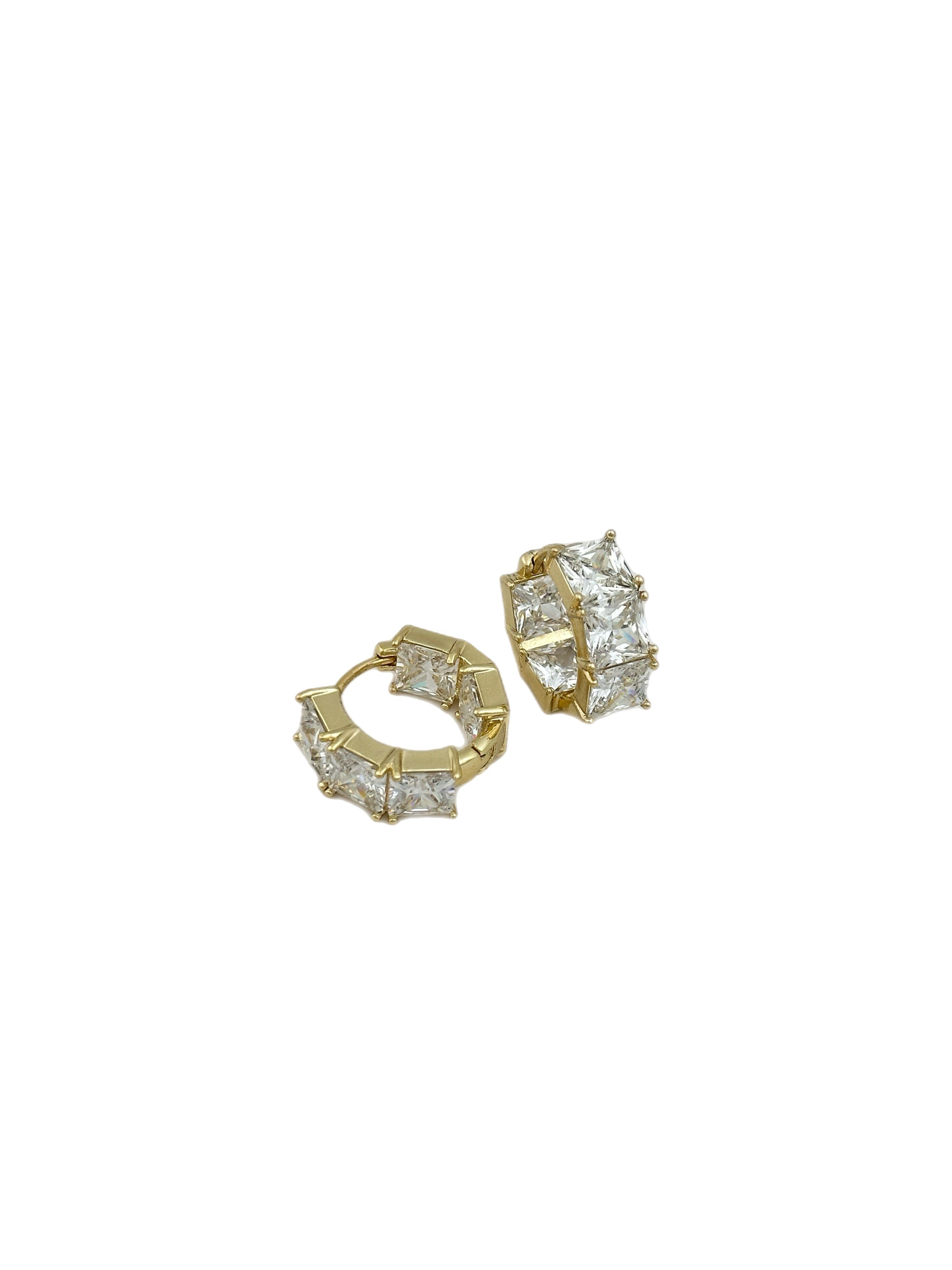 Özel Seri Büyük Kare Zirkon Taşlı Halka Küpe ( İç Çap : 1.2 Cm )