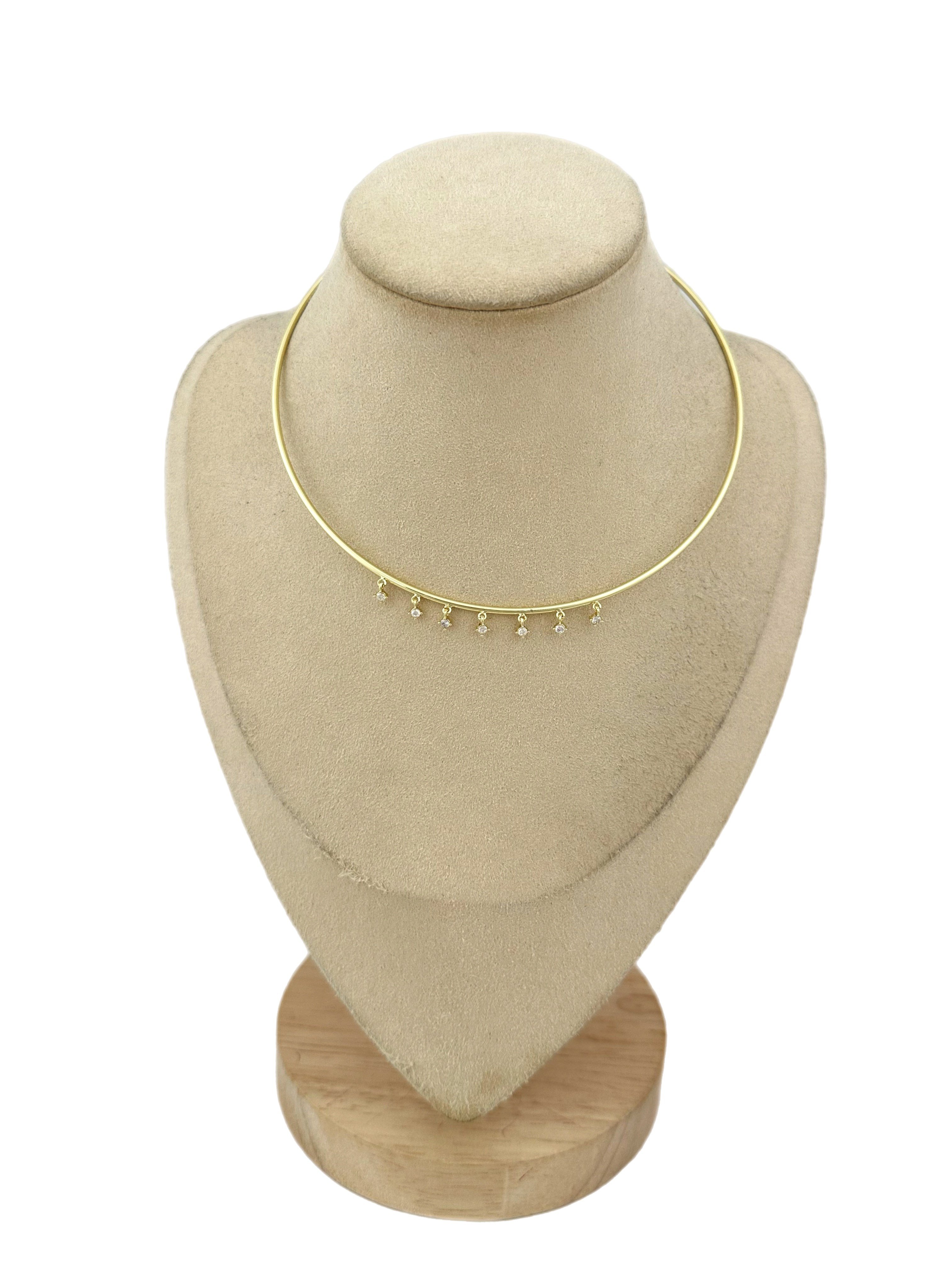 Özel Seri Daire Zirkon Taş Sallantılı Boru Plaka Choker Kolye