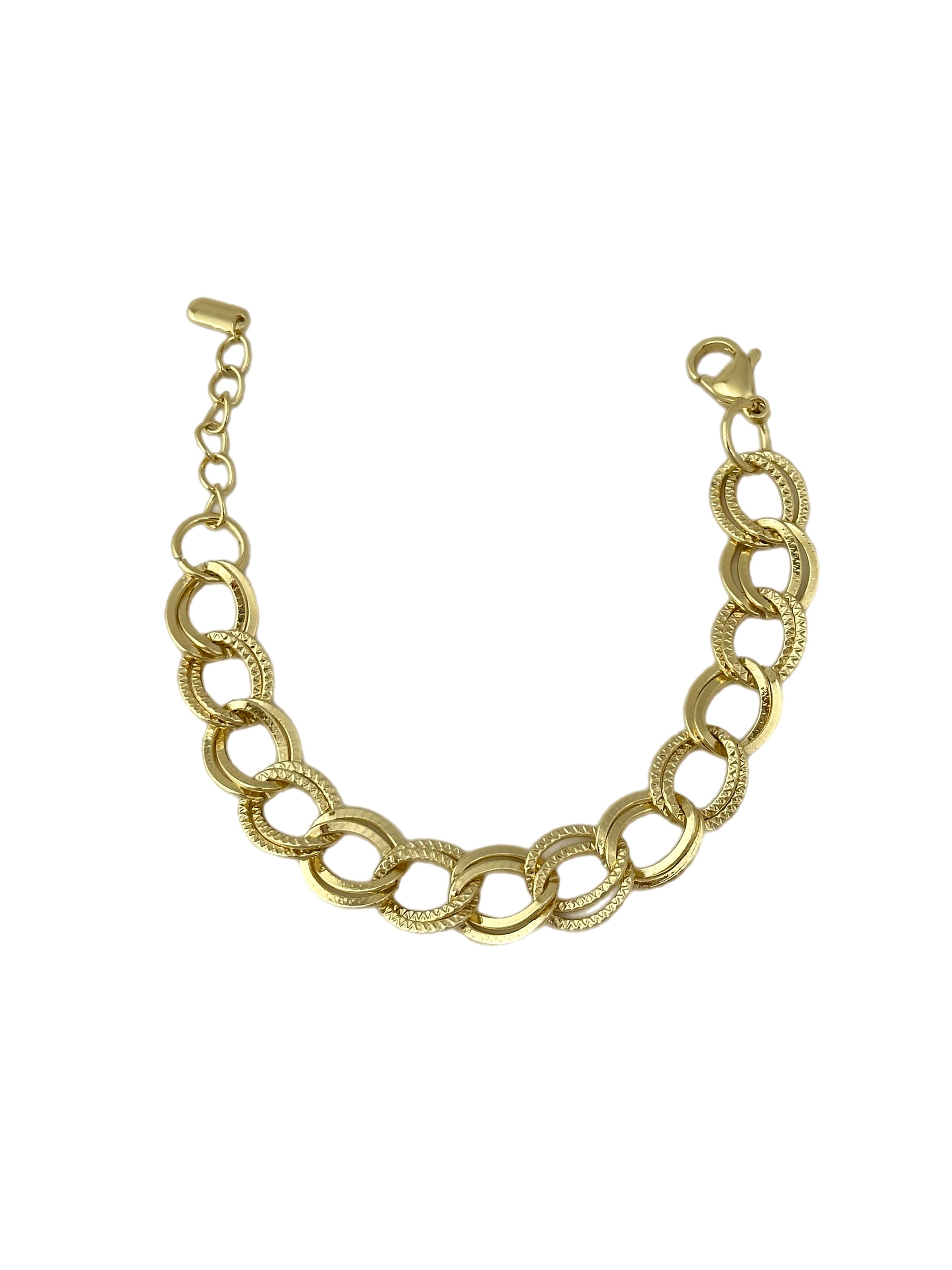 Özel Seri Desenli ve Plaka Sıralı Çift Halka Geçmeli Bileklik (21 Cm)