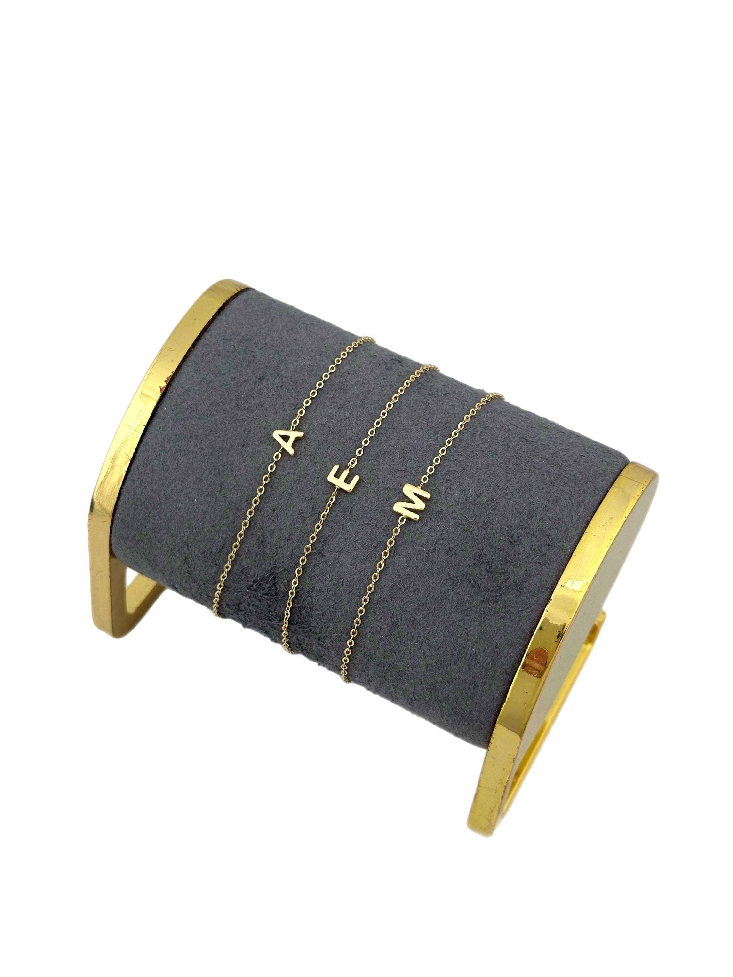 Özel Seri Gold Renk Harf Plaka Zincir Bileklik ( 20 Cm )
