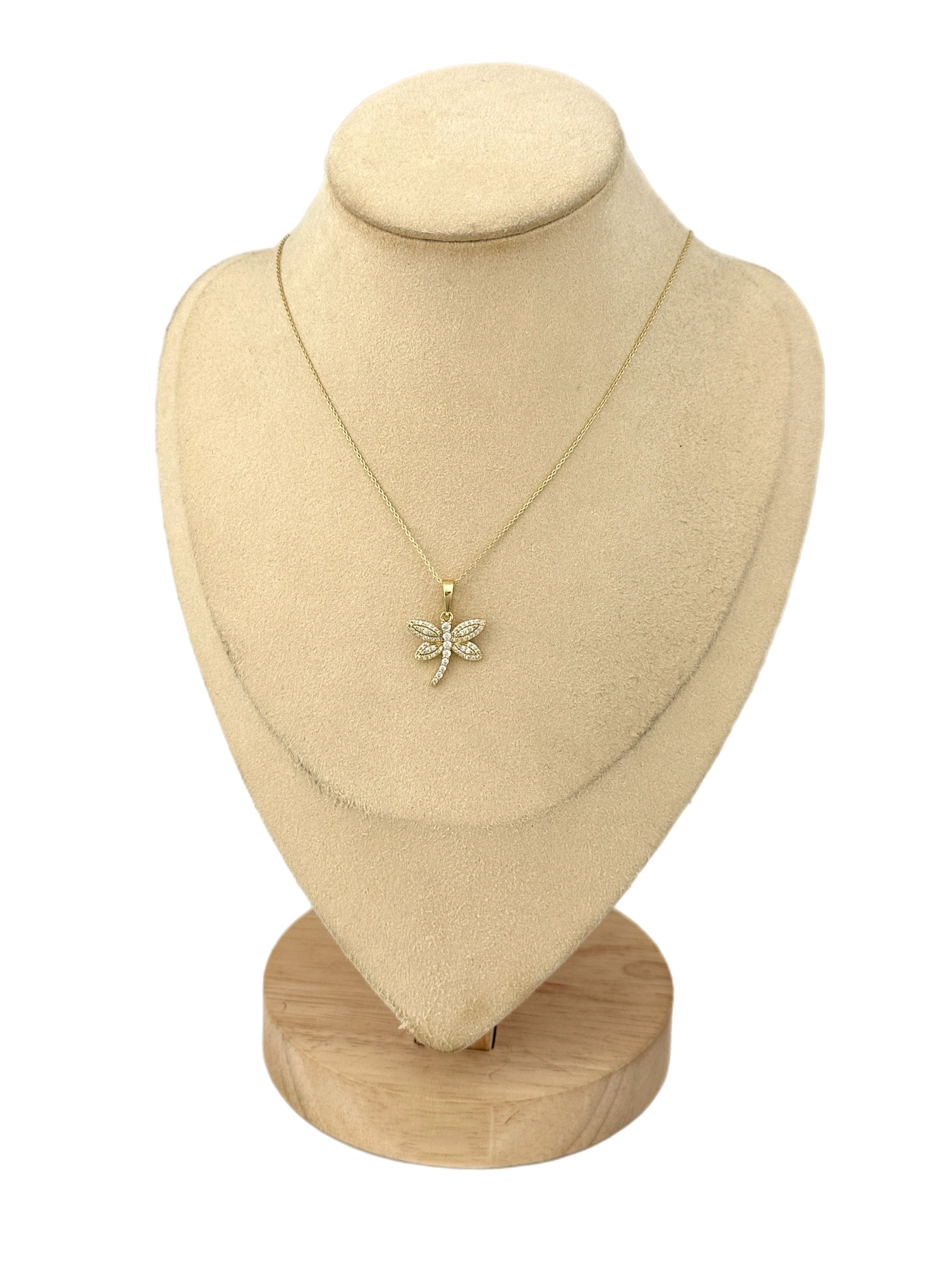 Özel Seri Gold Renk Zirkon Taşlı Yusufçuk Kolye ( 45 Cm )
