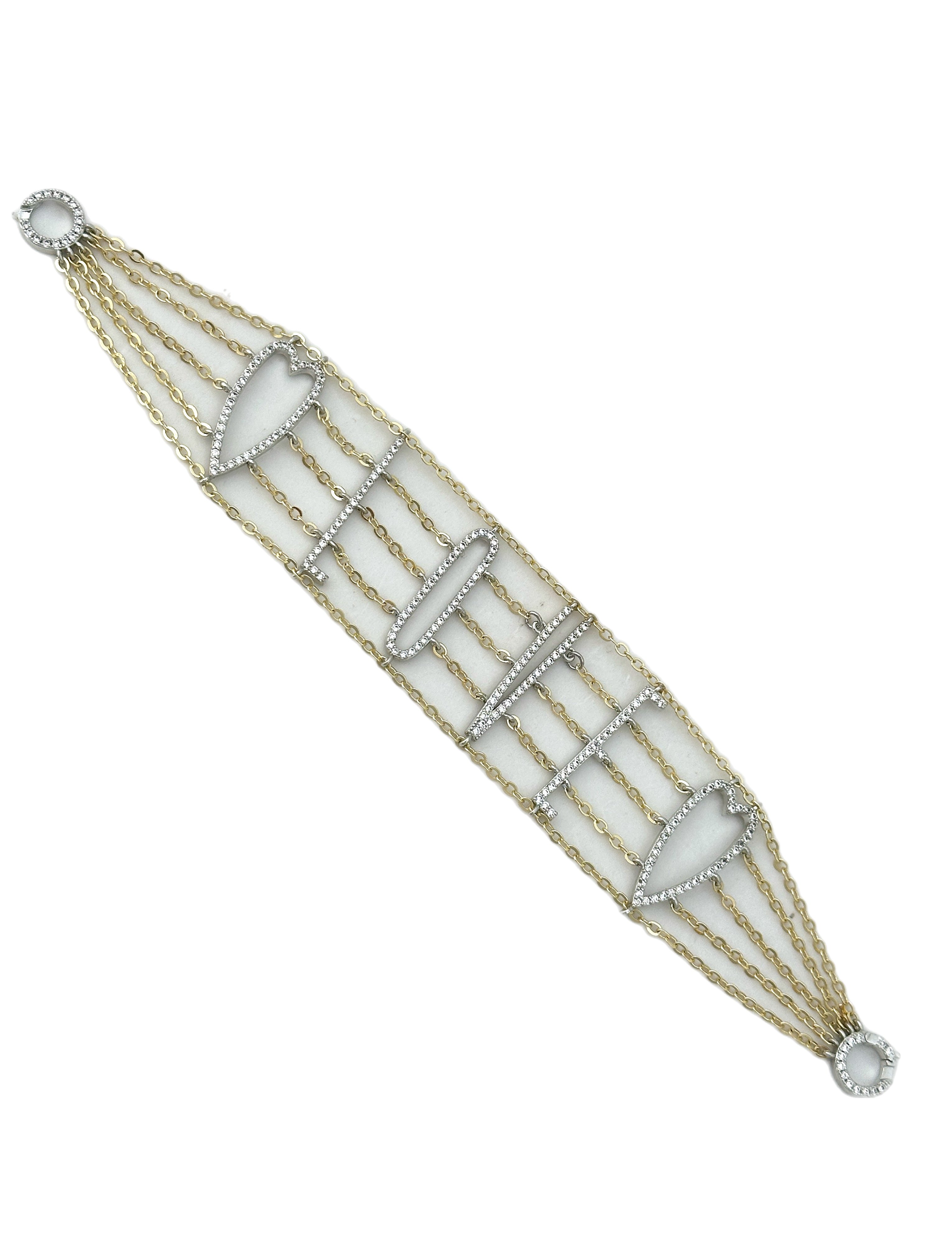 Özel Seri İki Renkli Zirkon Taşlı Love Yazılı Bileklik (19 Cm)