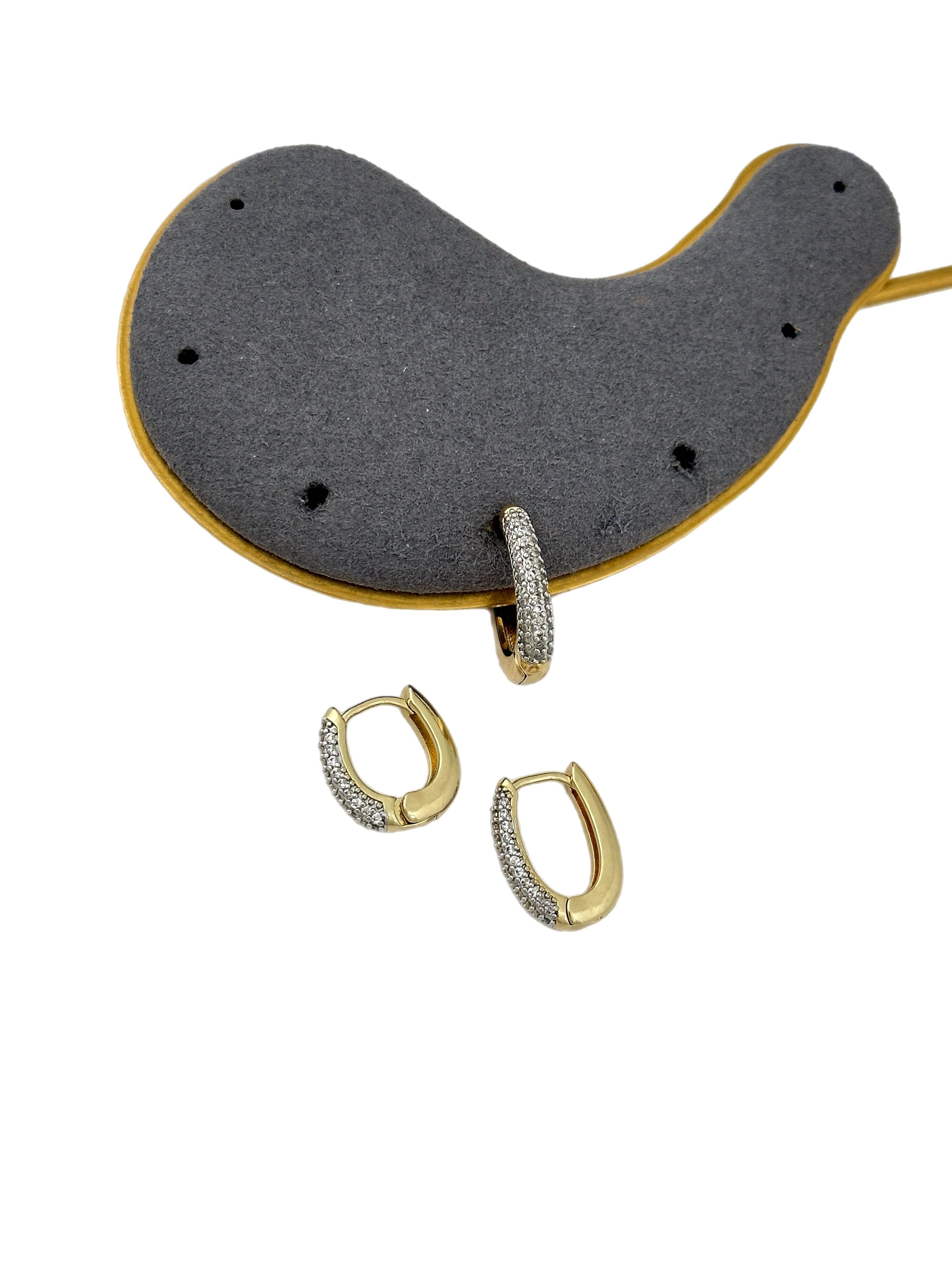 Özel Seri İki Renkli Zirkon Taşlı Oval Halka Üçlü Set Küpe