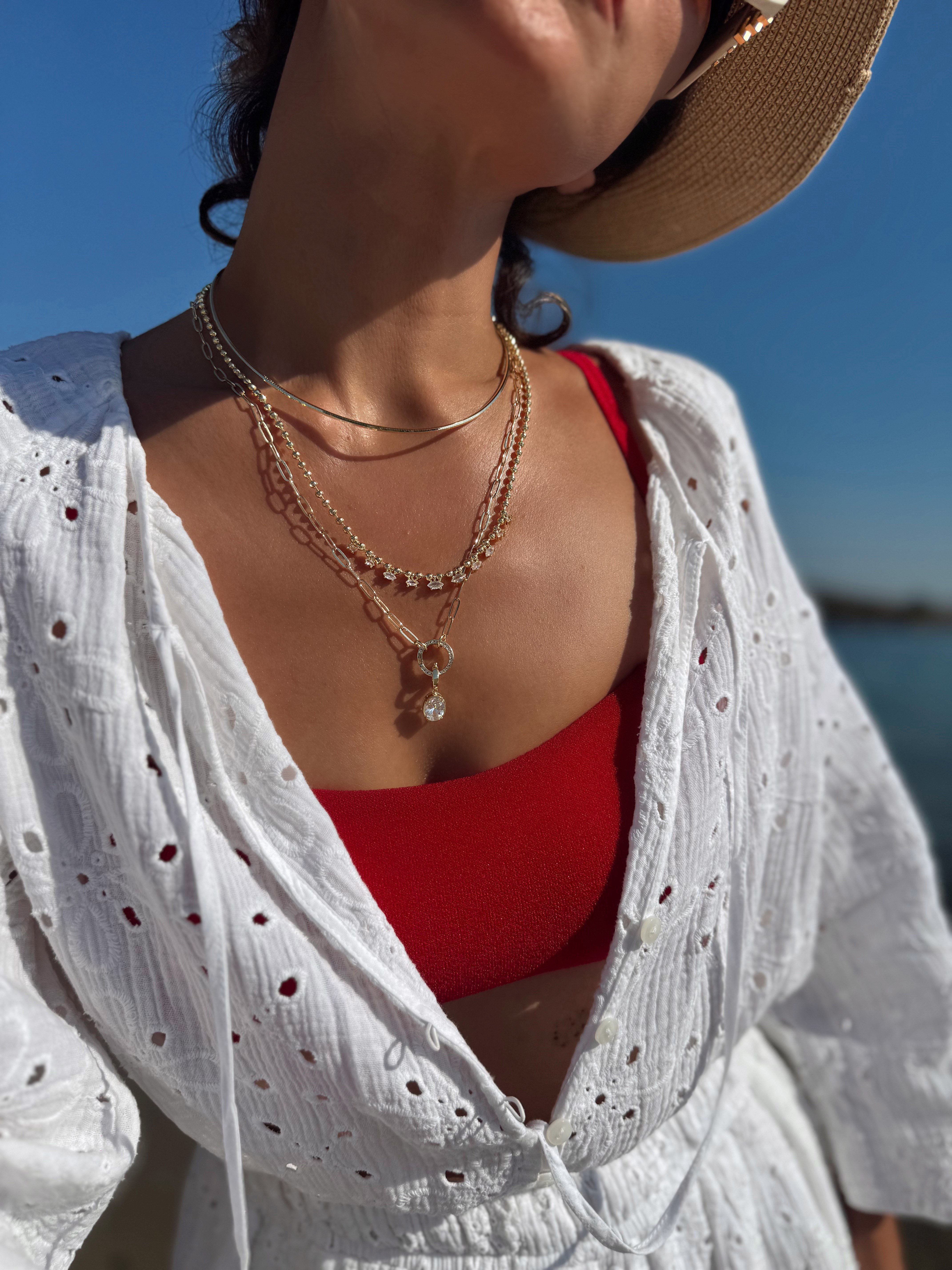 Özel Seri İşlemeli Tel Choker Kolye Kombini