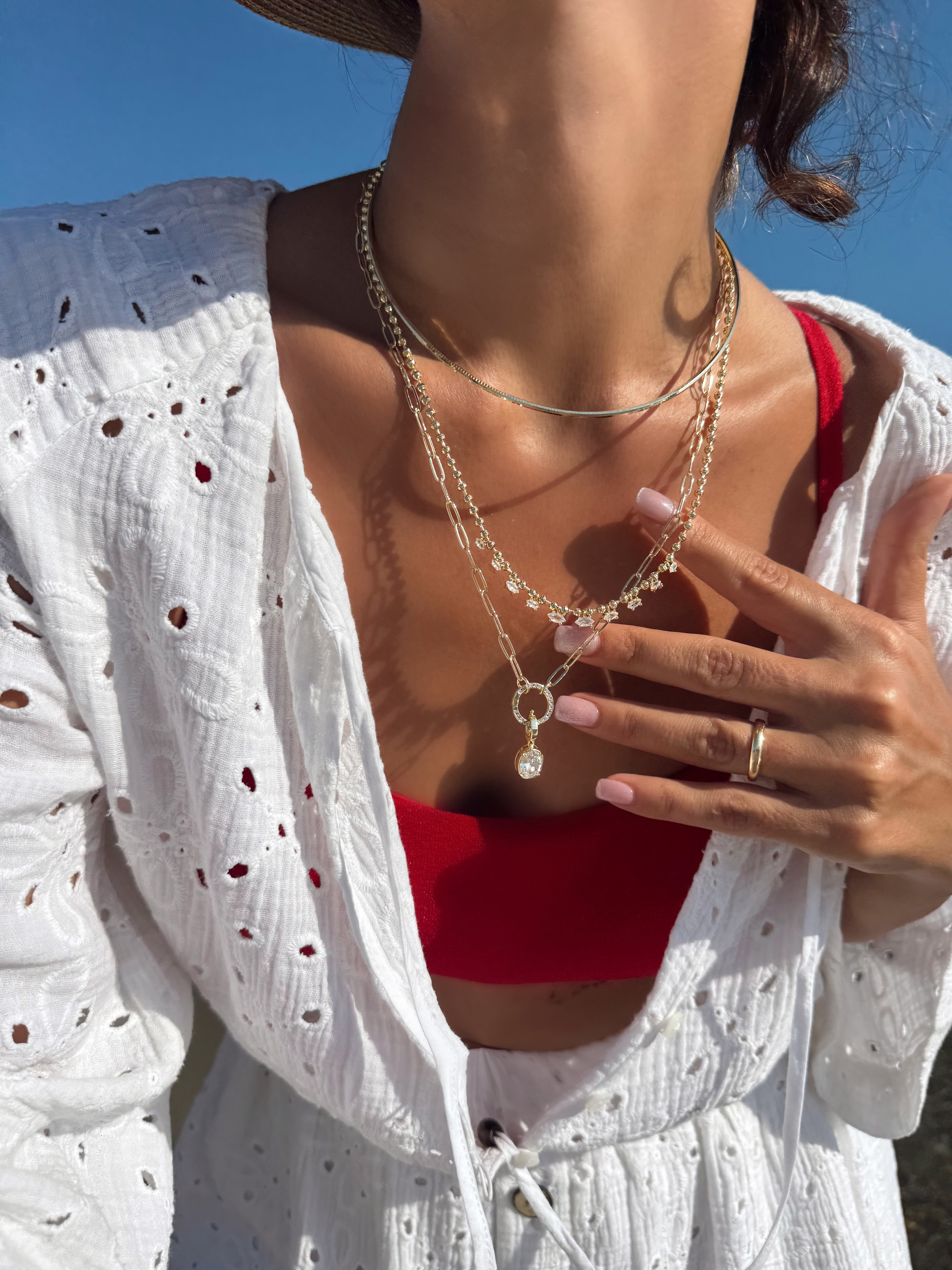 Özel Seri İşlemeli Tel Choker Kolye Kombini