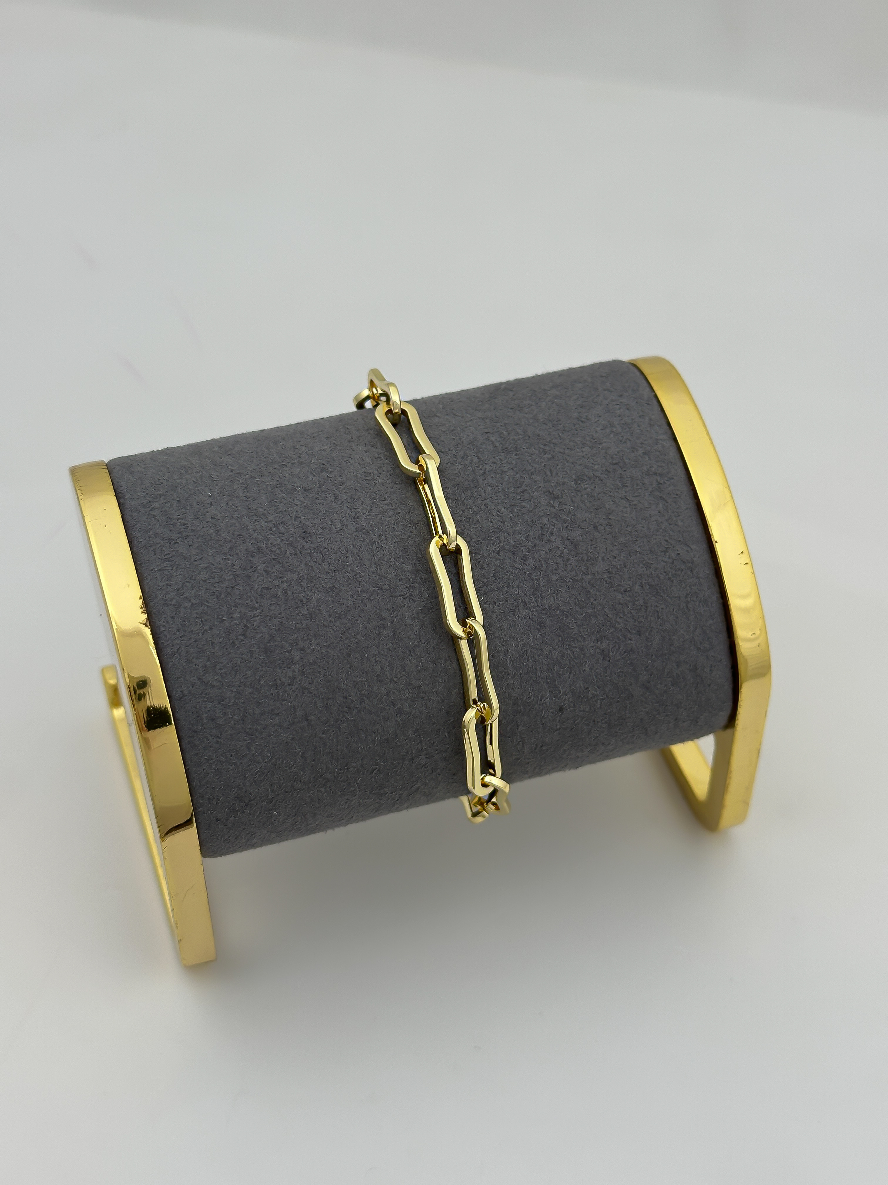 Özel Seri Kıvrımlı Oval Geçmeli Zincir Bileklik (17 Cm)