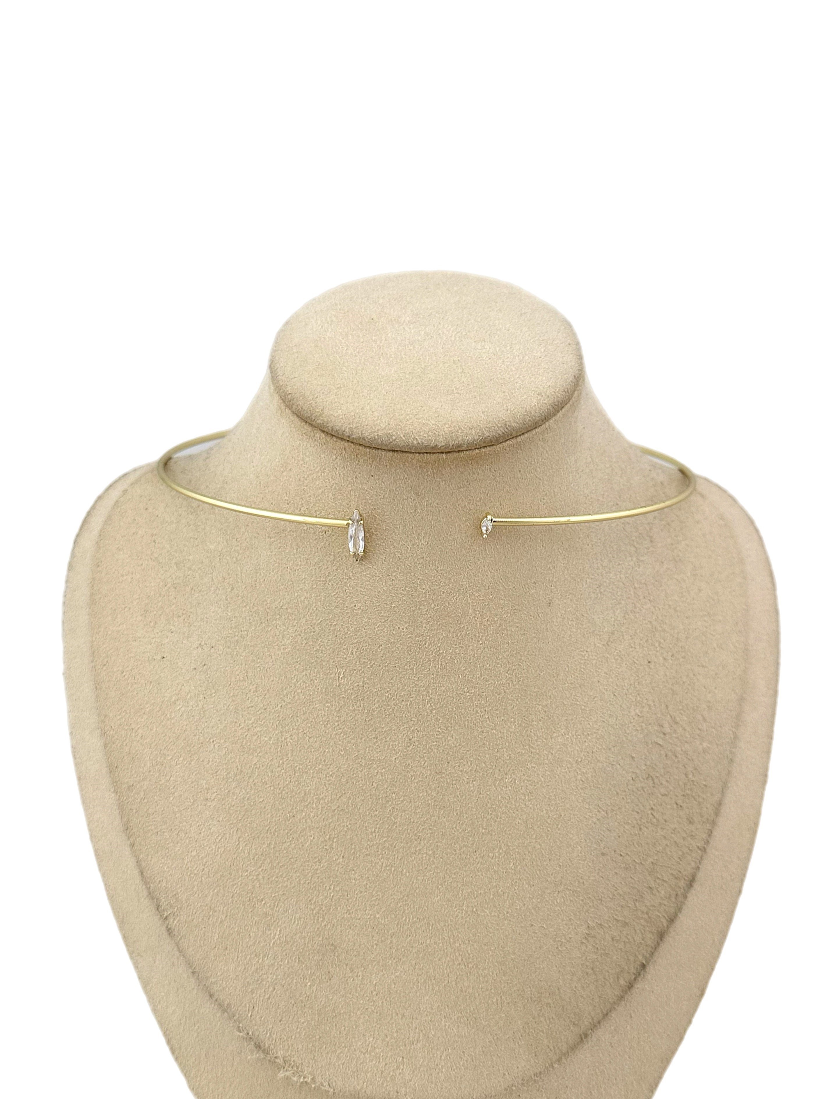 Özel Seri Markiz Kesim Zirkon Taşlı Boru Plaka Choker Kolye
