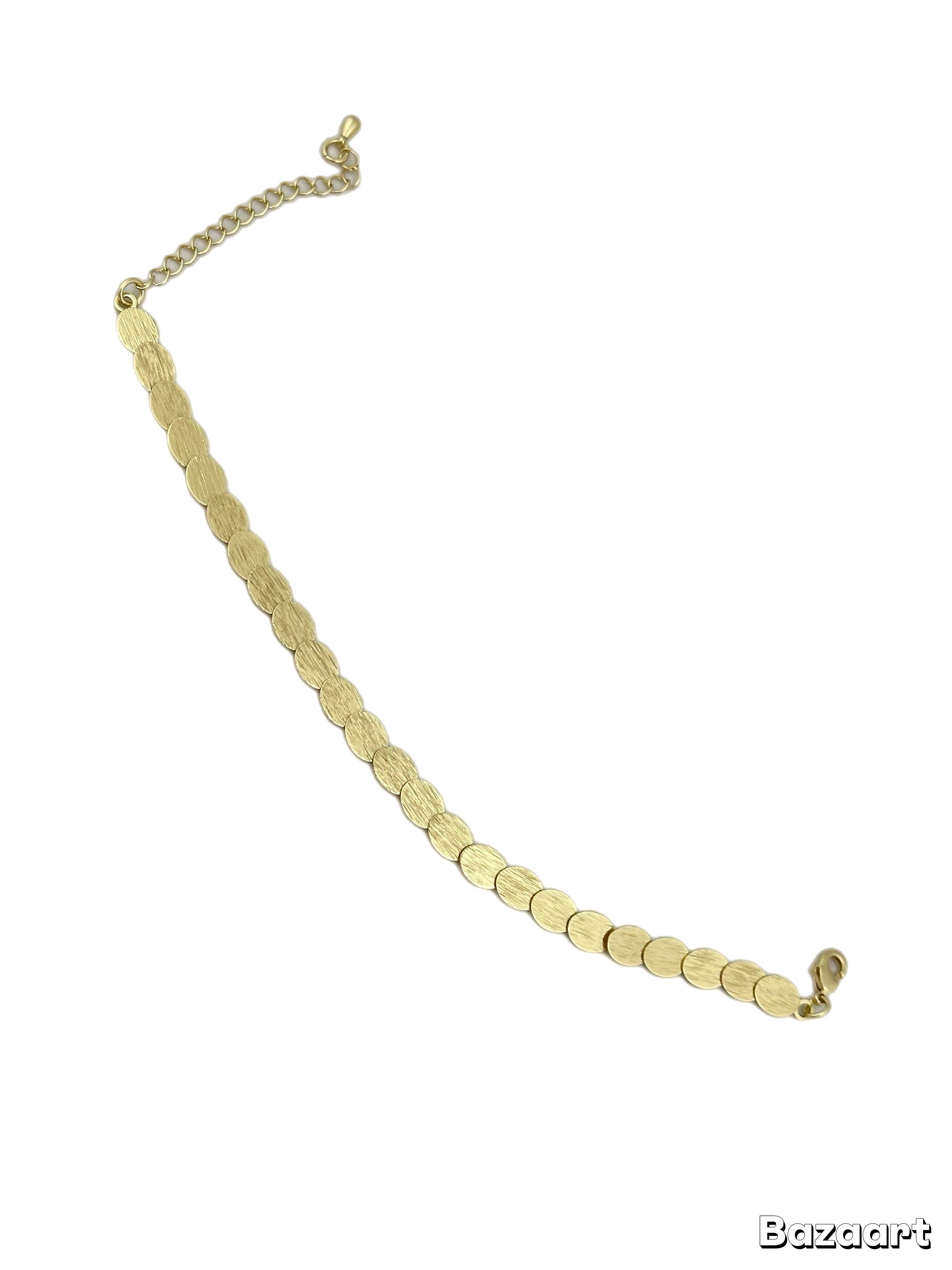 Özel Seri Oval İşlemeli Plaka Sıralı Tasarım Bileklik (23 Cm)