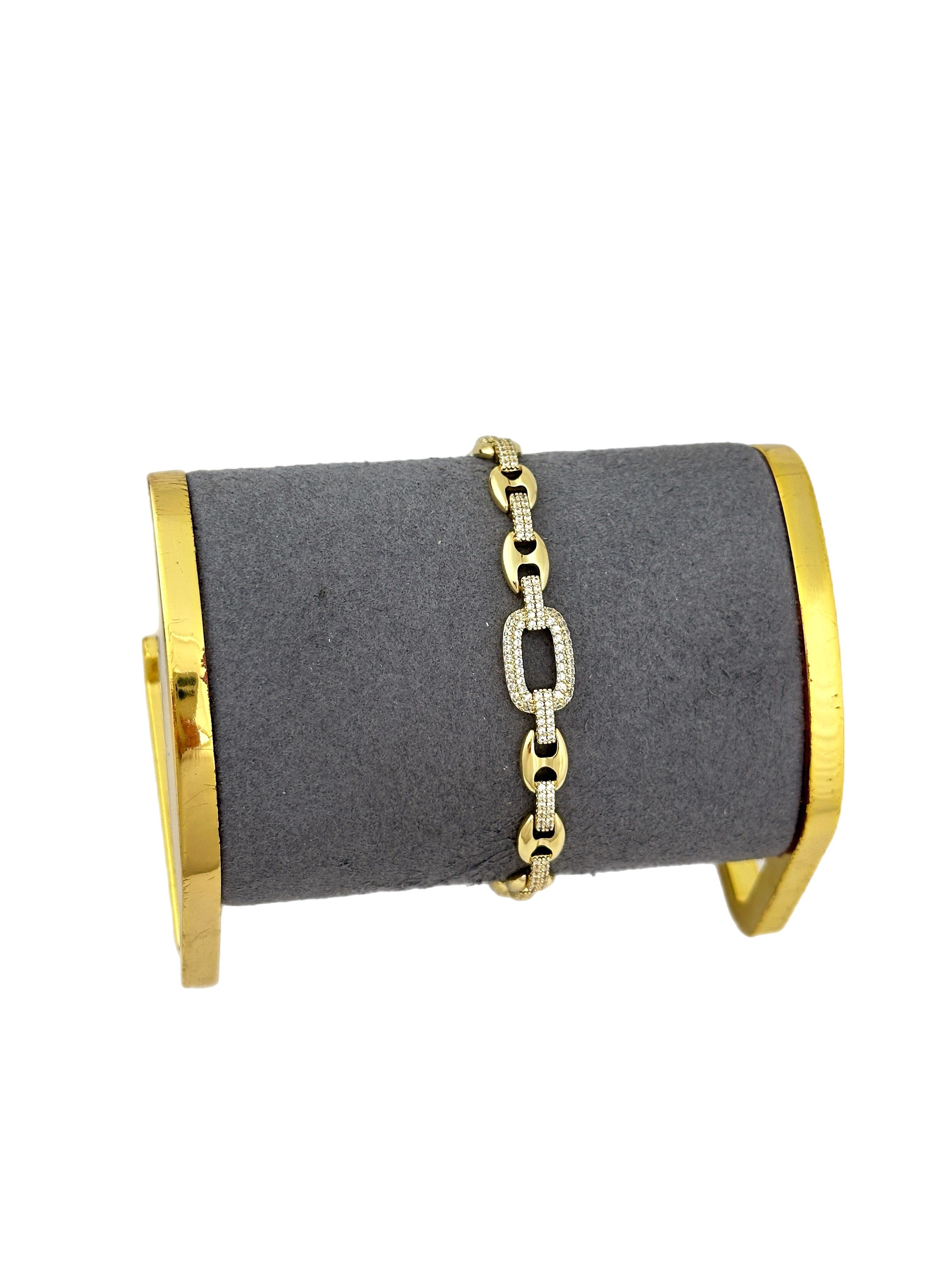 Özel Seri Oval Model Zirkon Taşlı İç İçe Geçmeli Bileklik ( 20 Cm )