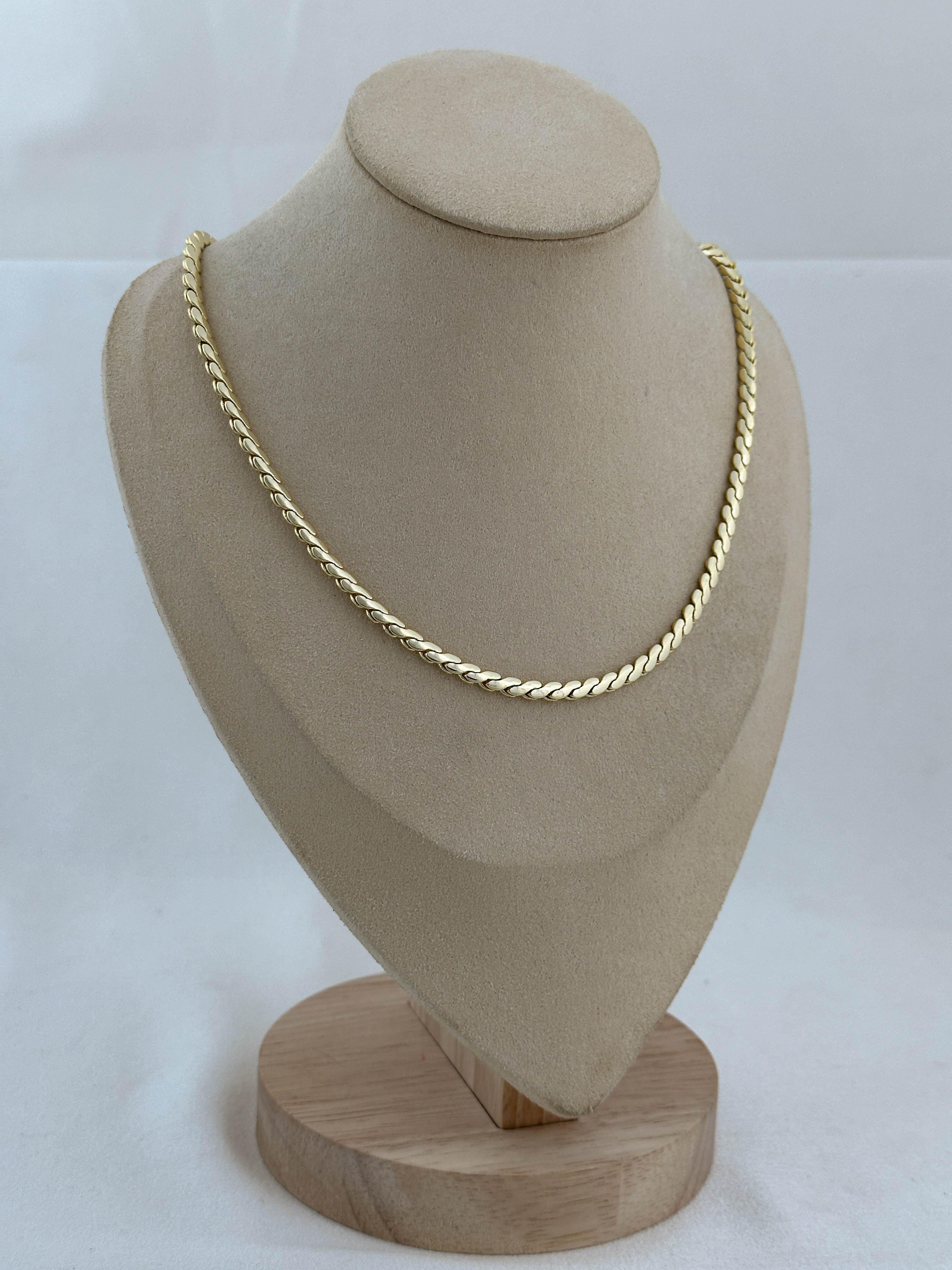 Özel Seri S Kıvrım Detay Zincir Kolye (50 Cm) (14 K)
