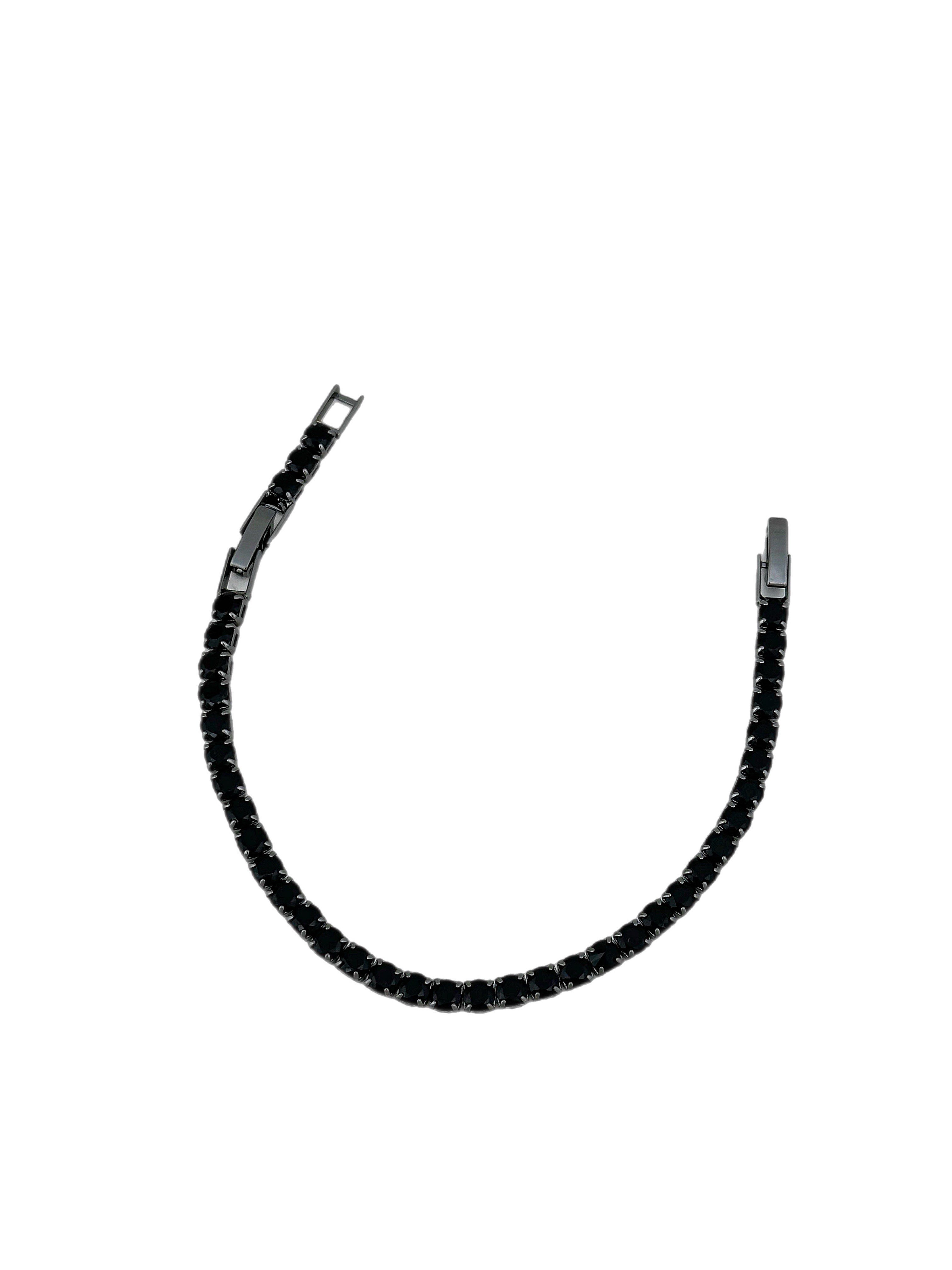 Özel Seri Siyah Zirkon Taşlı 4 Mm Su Yolu Bileklik ( 20 Cm )