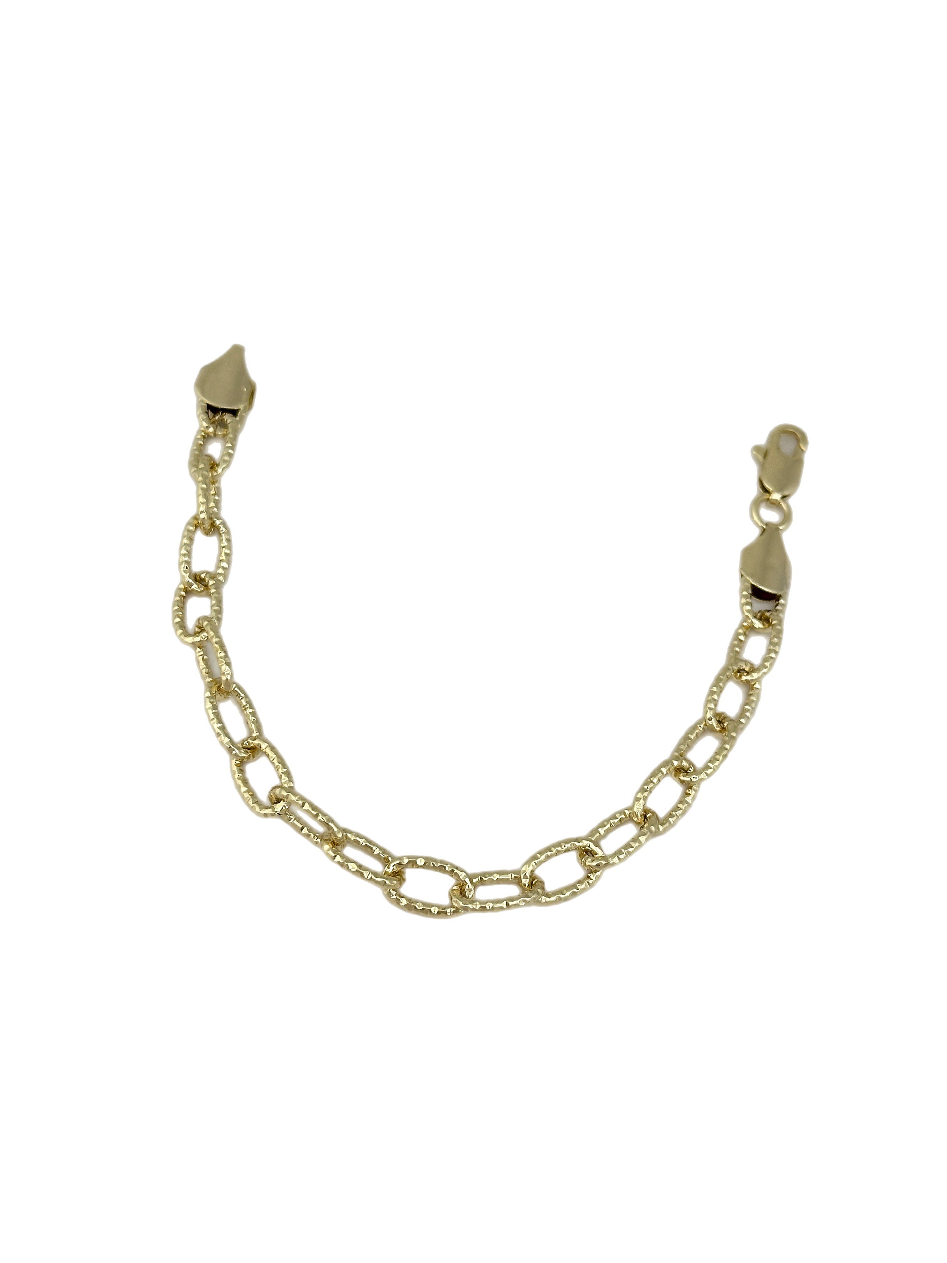 Özel Seri Tırtıklı Uzun Oval Halka Geçmeli Zincir Bileklik ( 19 Cm )