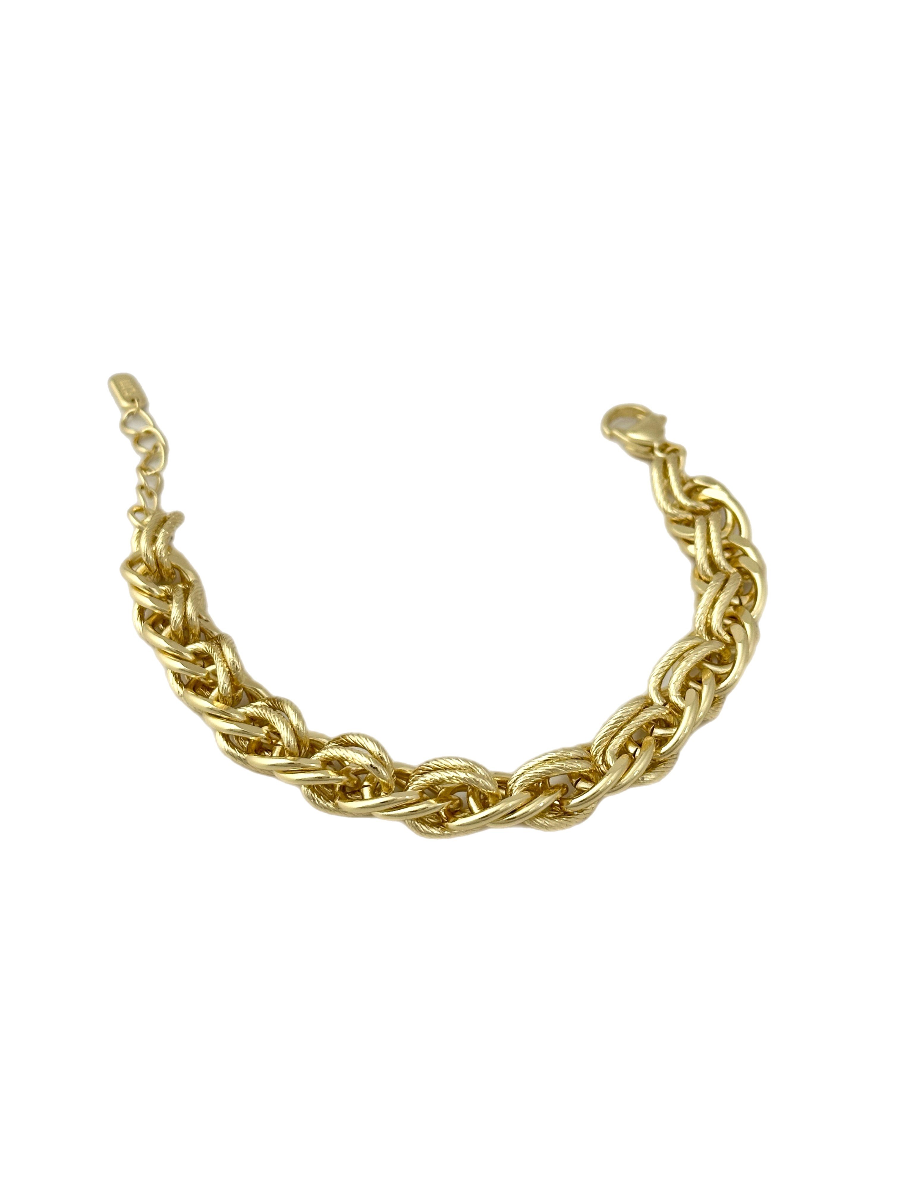Özel Seri Tırtıklı ve Plaka İç İçe Geçmeli Oval Halka Bileklik (20 Cm)