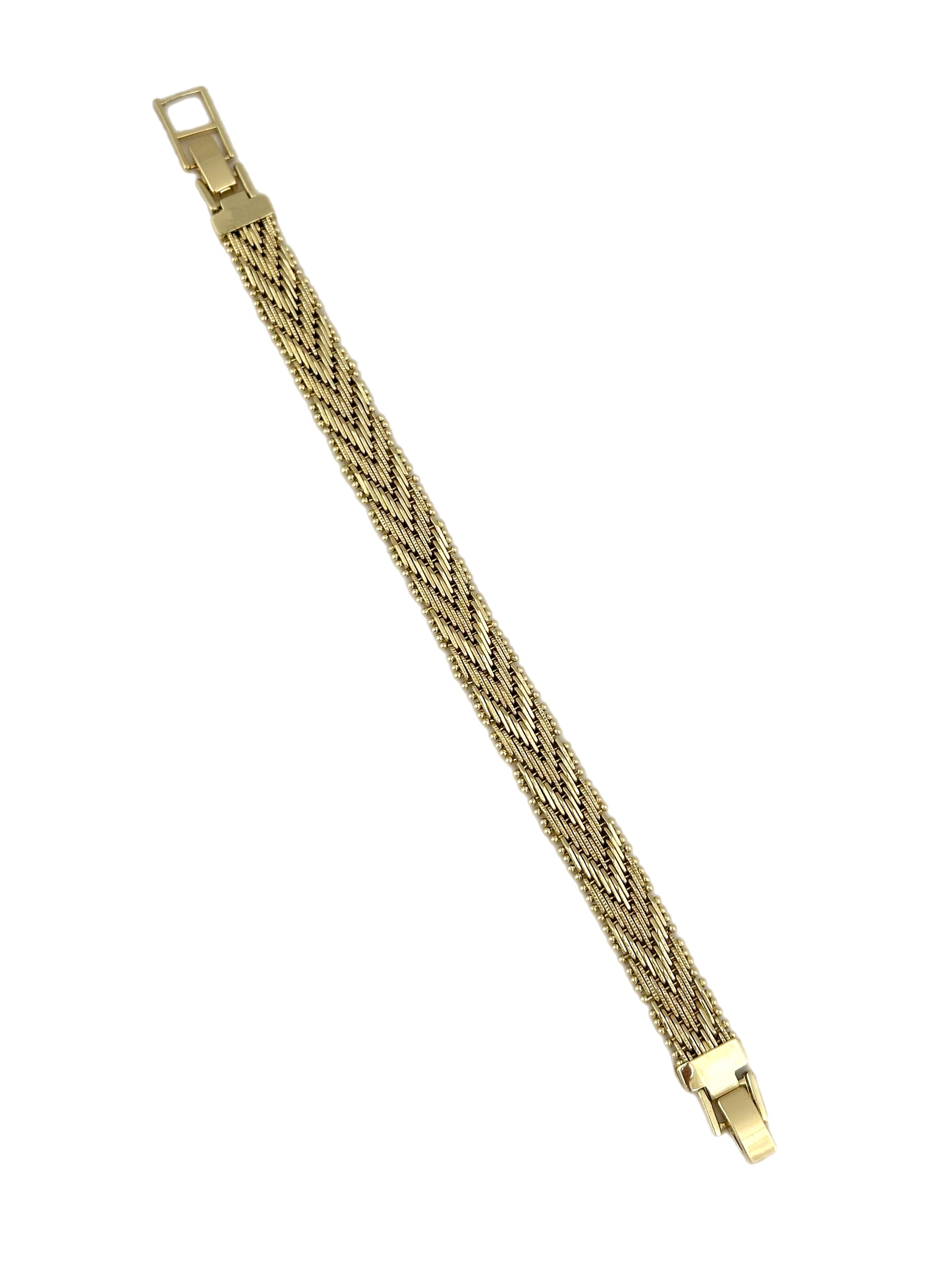 Özel Seri V Model Topçuk Detay Hasır Zincir Bilekllik (19 Cm)